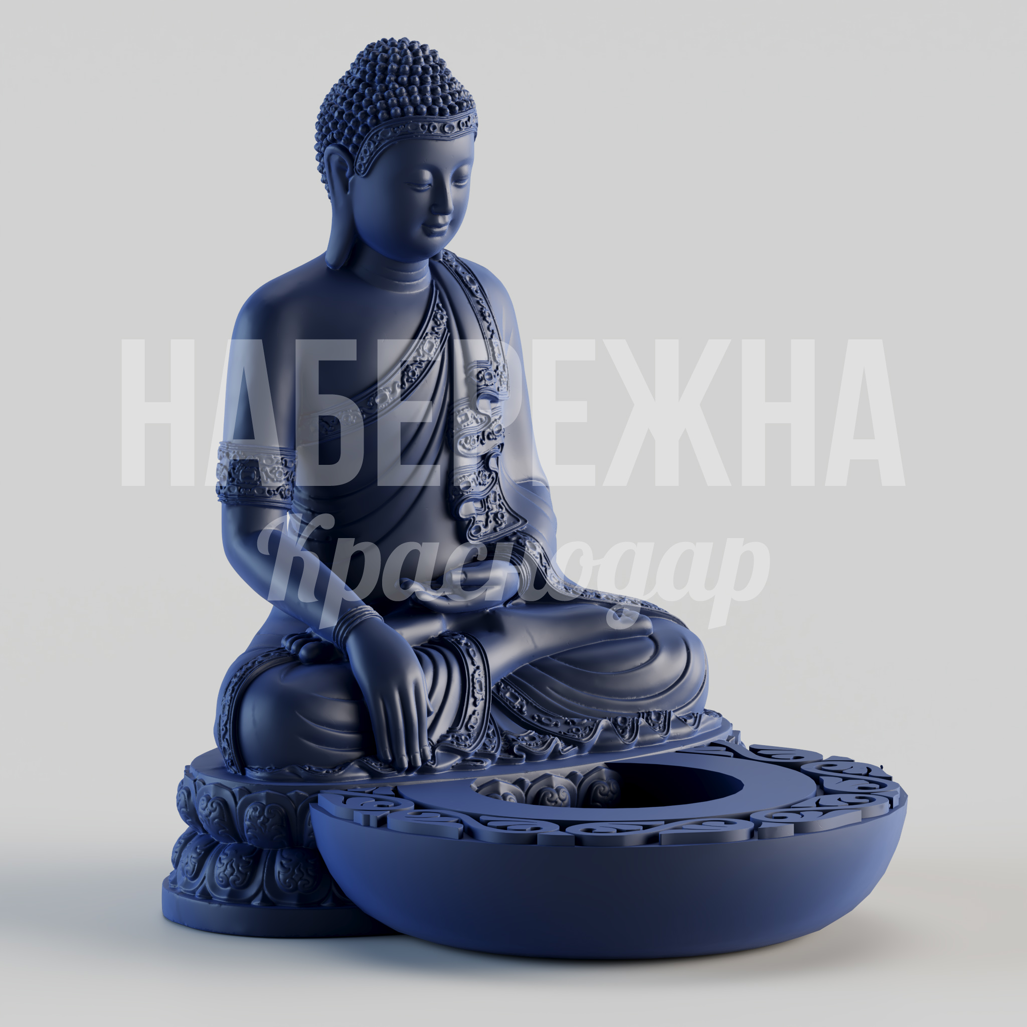 Будда 920x1050x1150 мм. STF-24.032 Скульптура Будды в медитативной позе с интегрированным кашпо, покрытие в палитре RAL, для зон отдыха.