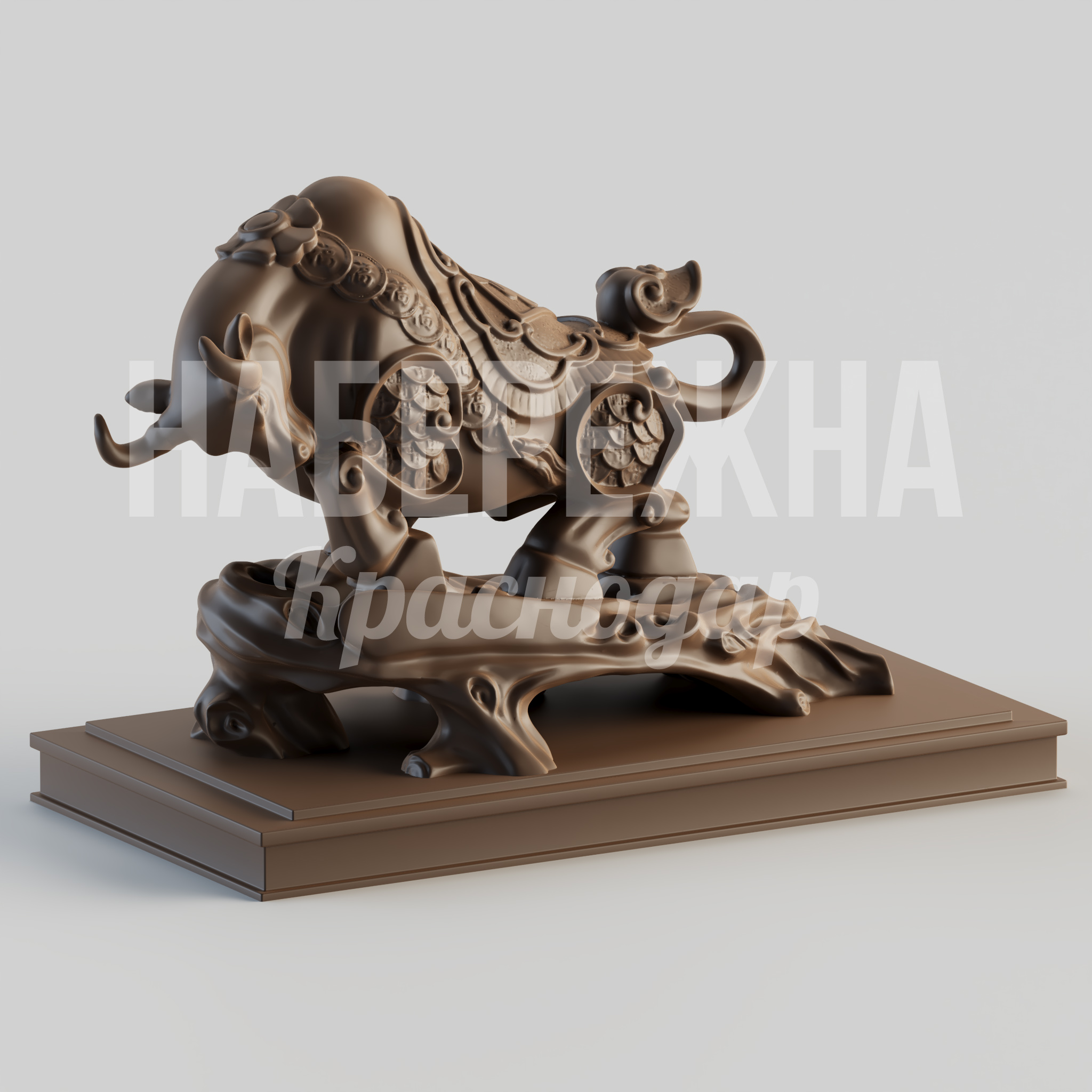 Бык Guillermo 1100x2270x1500 мм. STF-24.035 Скульптура быка с детализированной художественной проработкой для создания премиальных зон и имиджевых пространств.