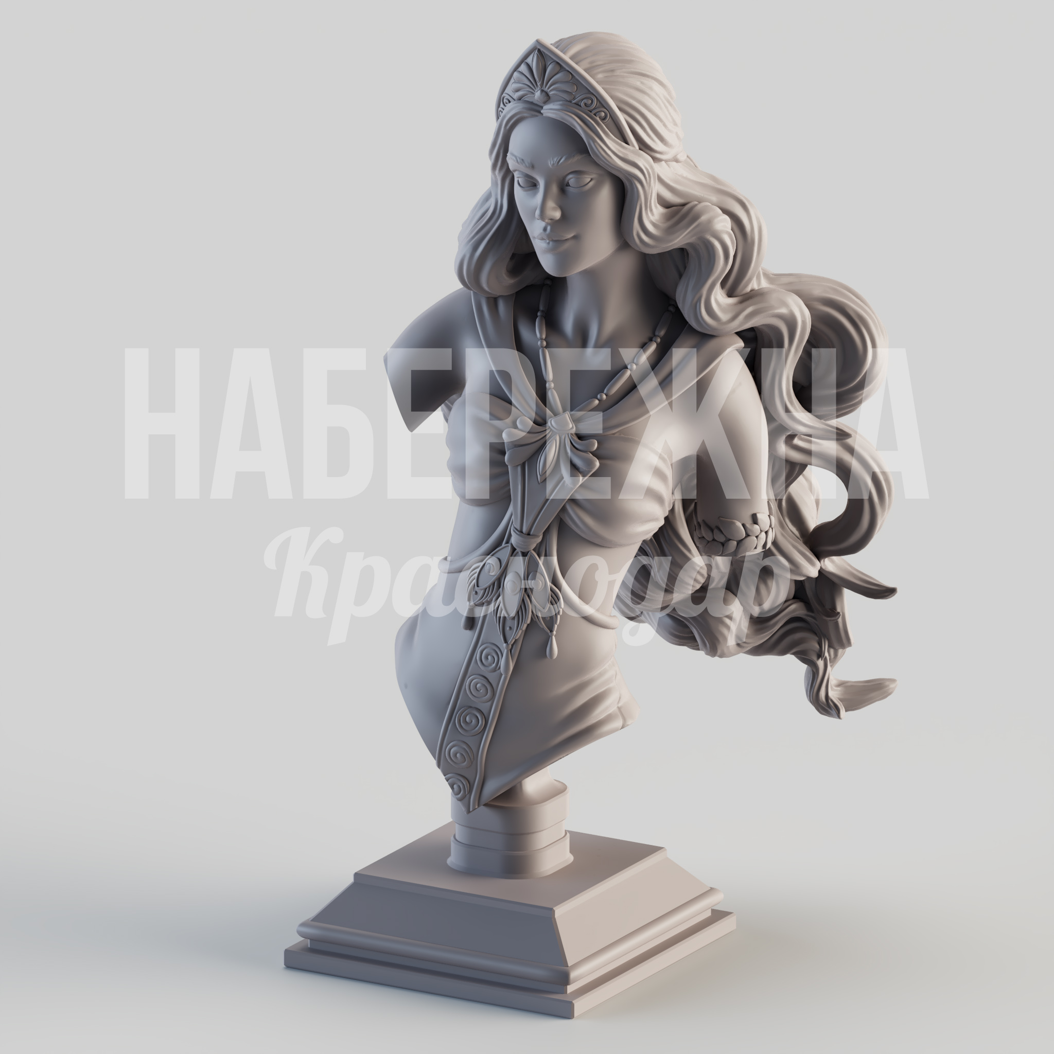 Бюст Гетеры 900x700x1420 мм. STF-24.043 Бюст из армированного бетона с детализированной проработкой для благоустройства парков и общественных пространств.