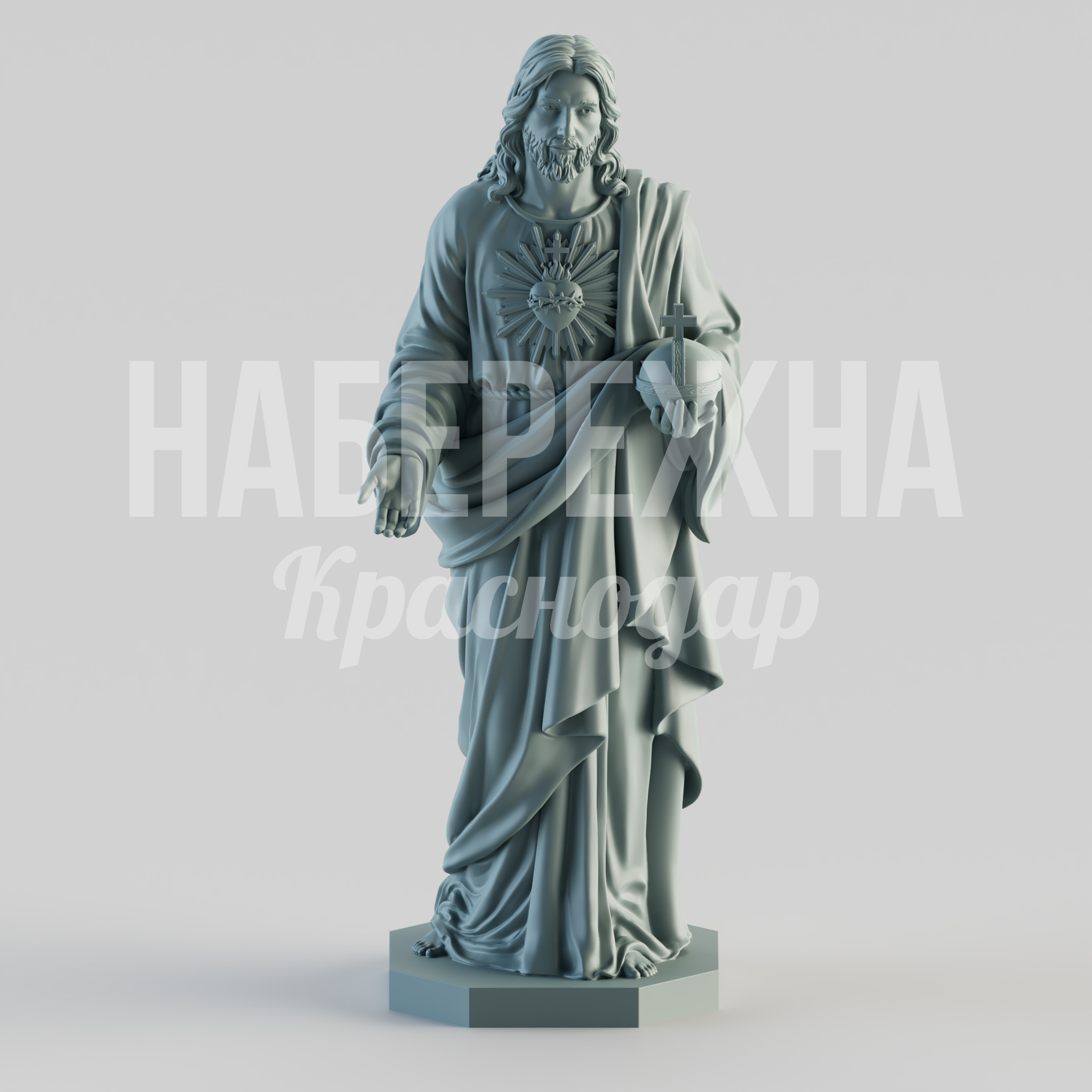 Иисус из Назарета 350x400x1000 мм. STF-24.054 Скульптура Иисуса из Назарета из морозостойкого композита для храмов, парков и мемориальных зон.