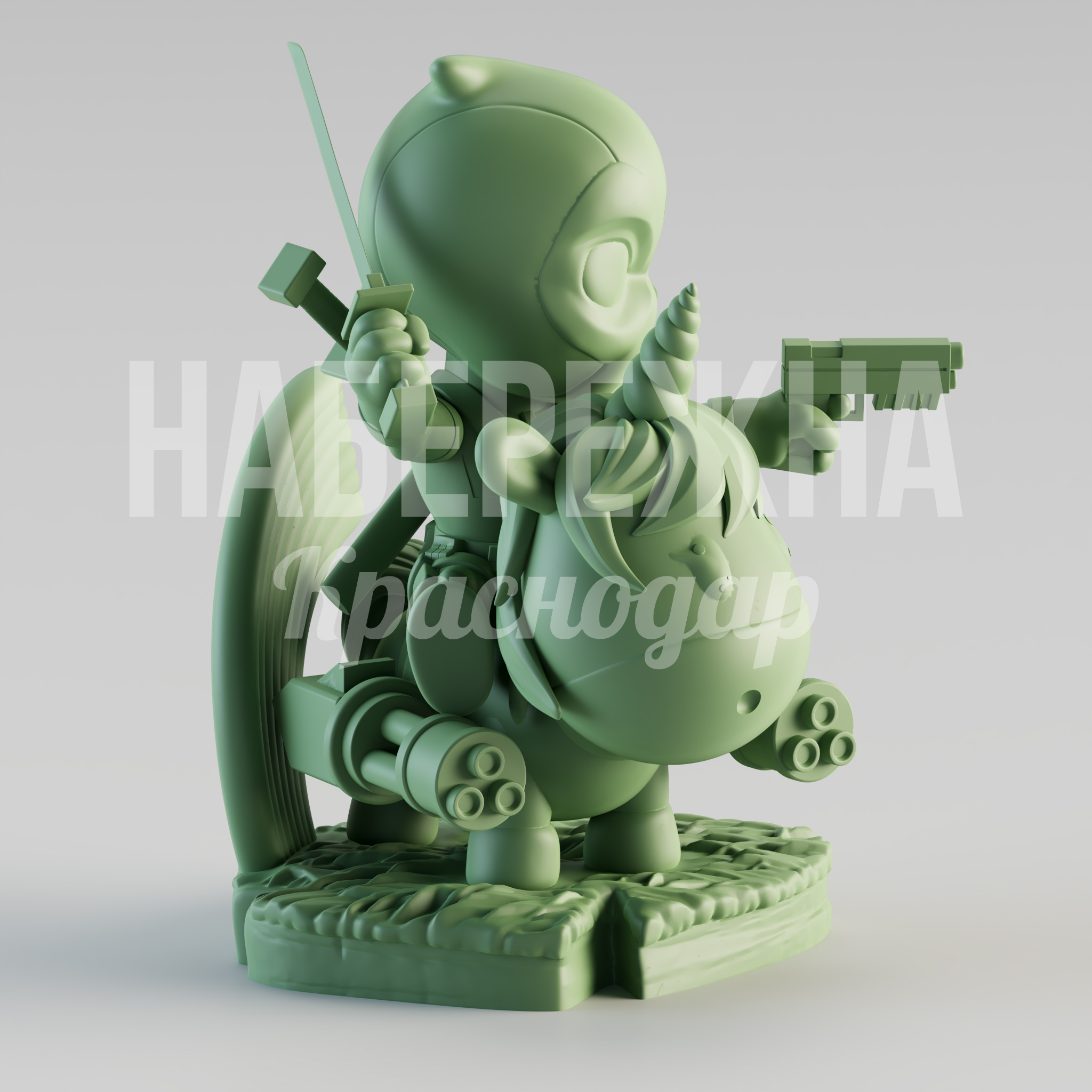 Дедпул на единороге - купить, 2000x1780x2500 мм, Стеклопластик