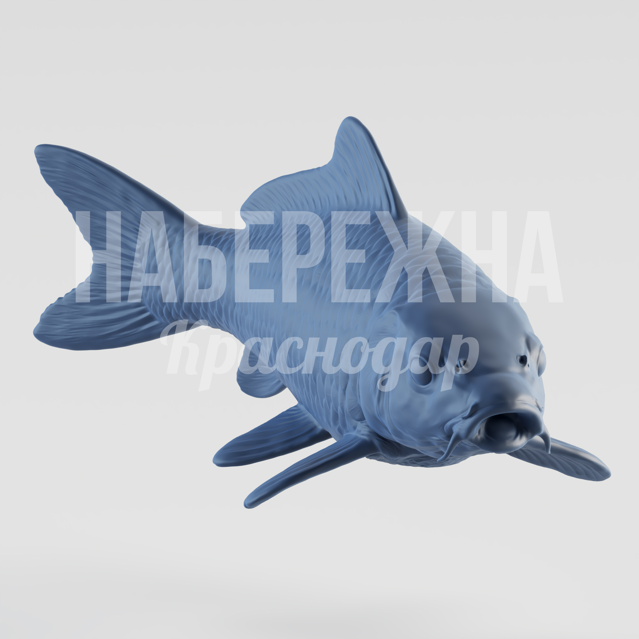 Карп Påg 1100x2500x1050 мм. STF-24.062 Декоративная скульптура карпа в натуральную величину для оформления парков, набережных и детских площадок.