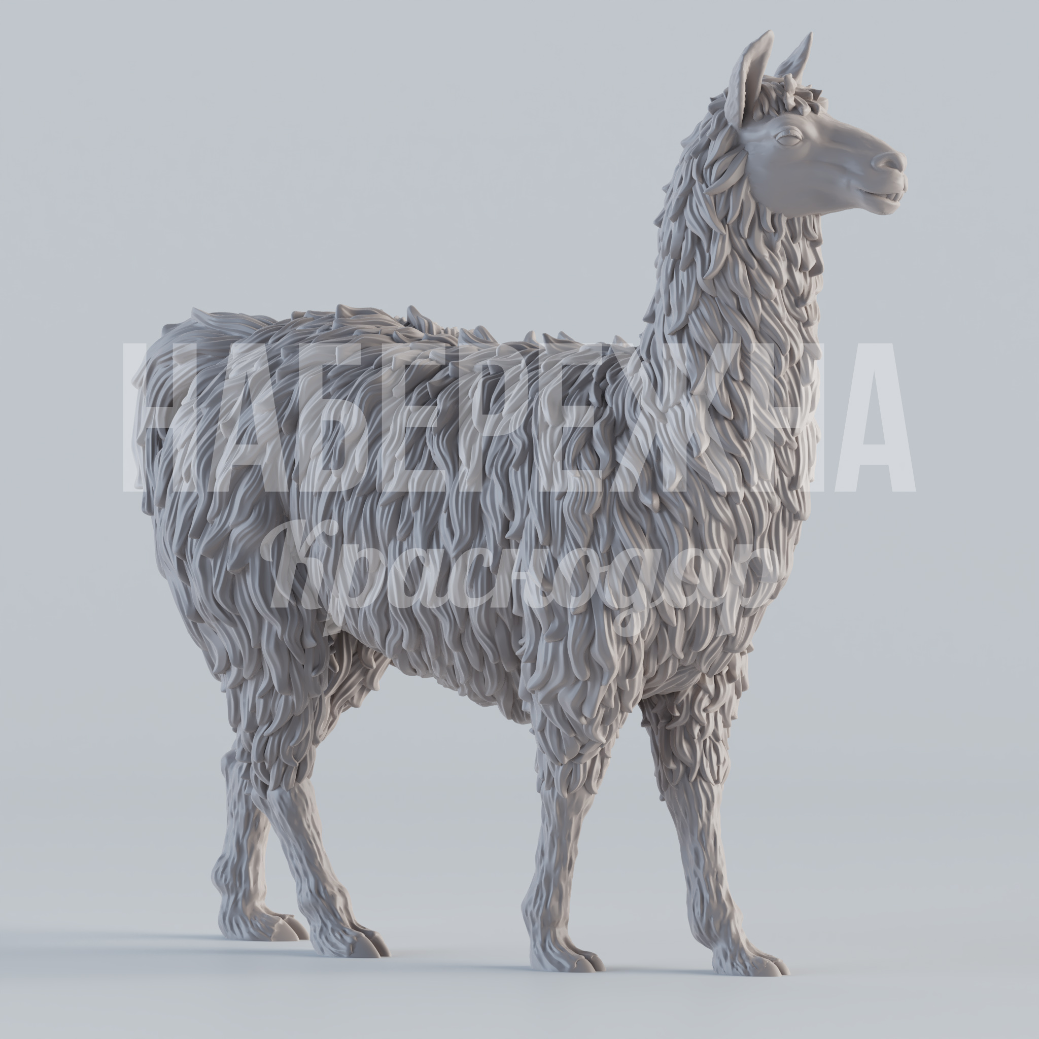 Лама Efku 340x920x930 мм. STF-24.074 Декоративная скульптура ламы с детализированной текстурой шерсти, устойчива к осадкам, для зон отдыха и фотозон.