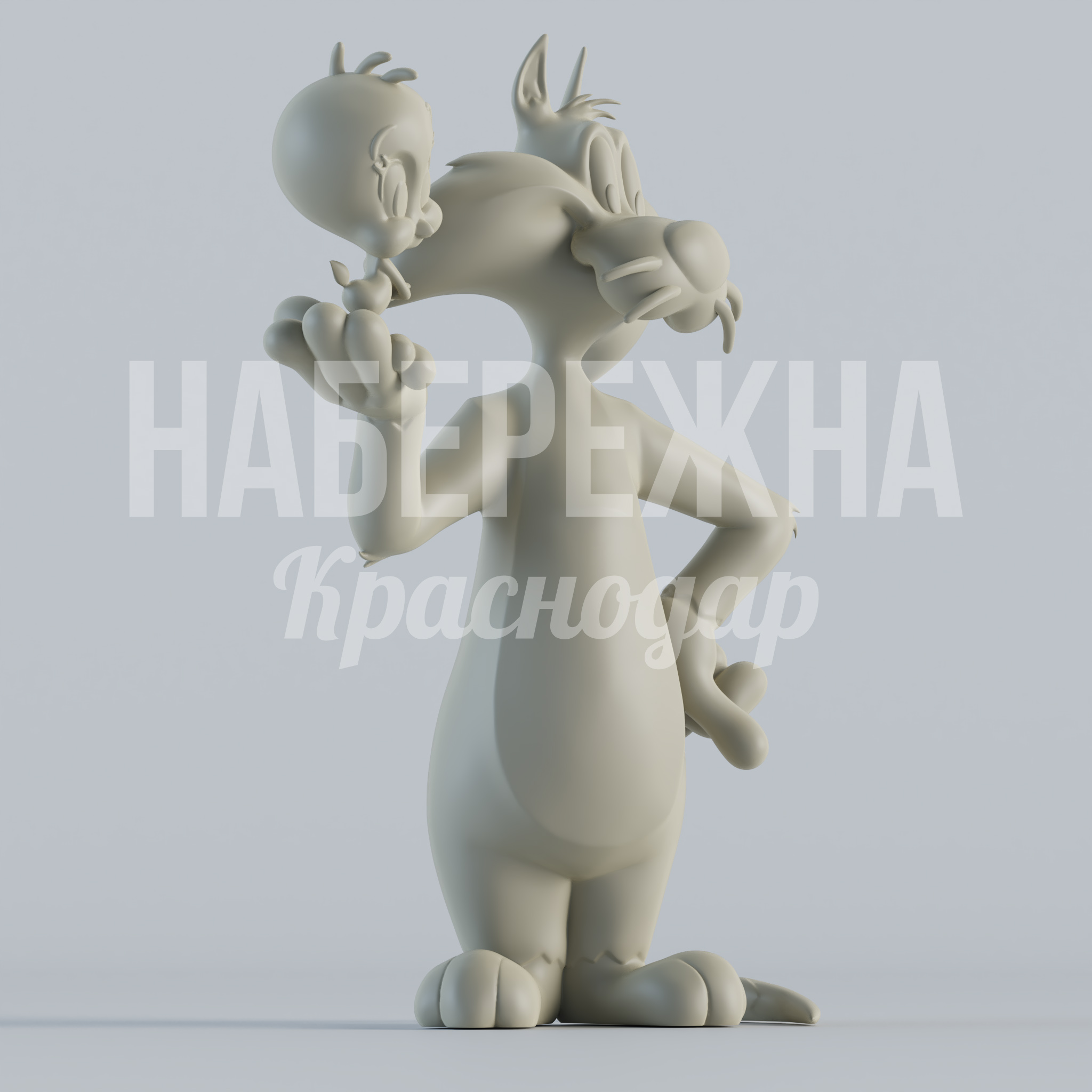 Кот Сильвестр и Твити - купить, 550x600x1000 мм, Стеклопластик