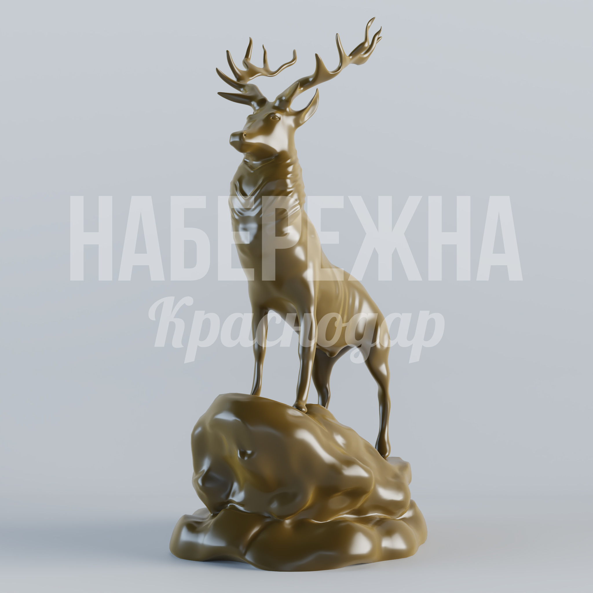 Олень Taylaop 1350x1350x2700 мм. STF-24.085 Скульптура оленя с детализированной проработкой форм, высота 2,7 м, для оформления парков и общественных пространств.