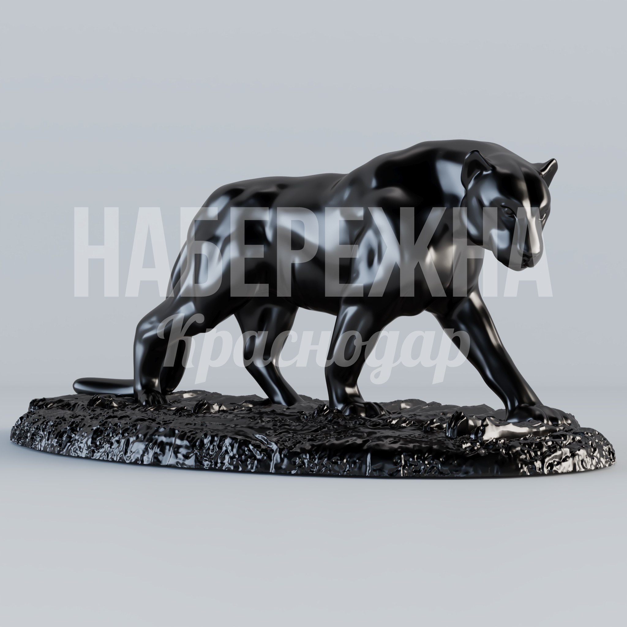 Пантера Roavlur 1500x1440x760 мм. STF-24.091 Скульптура пантеры из металла для парков и общественных пространств. Символ силы и грации в городском дизайне.