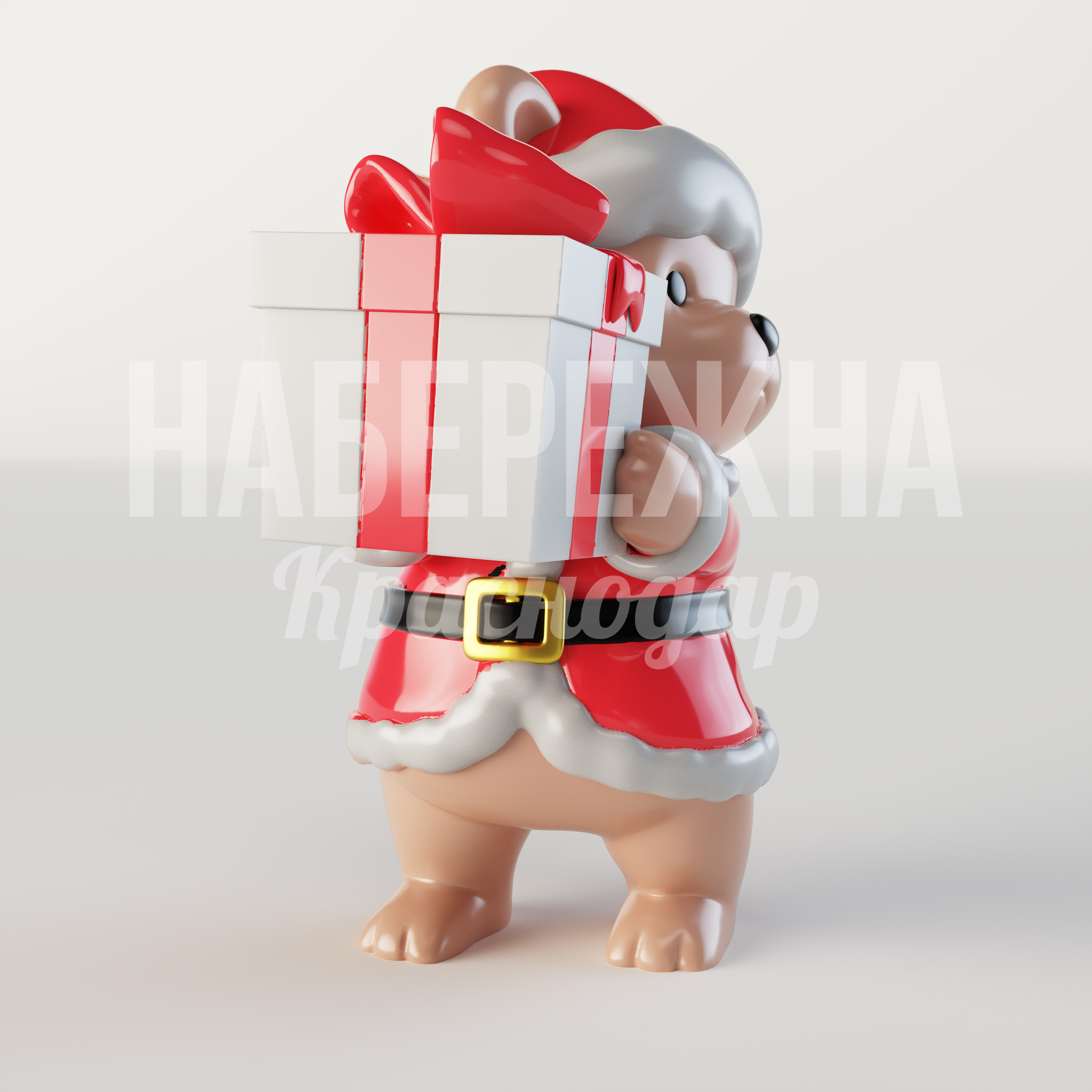 Санта-Мишка Nodbil с подарком - купить, 600x1000x1200 мм, Стеклопластик