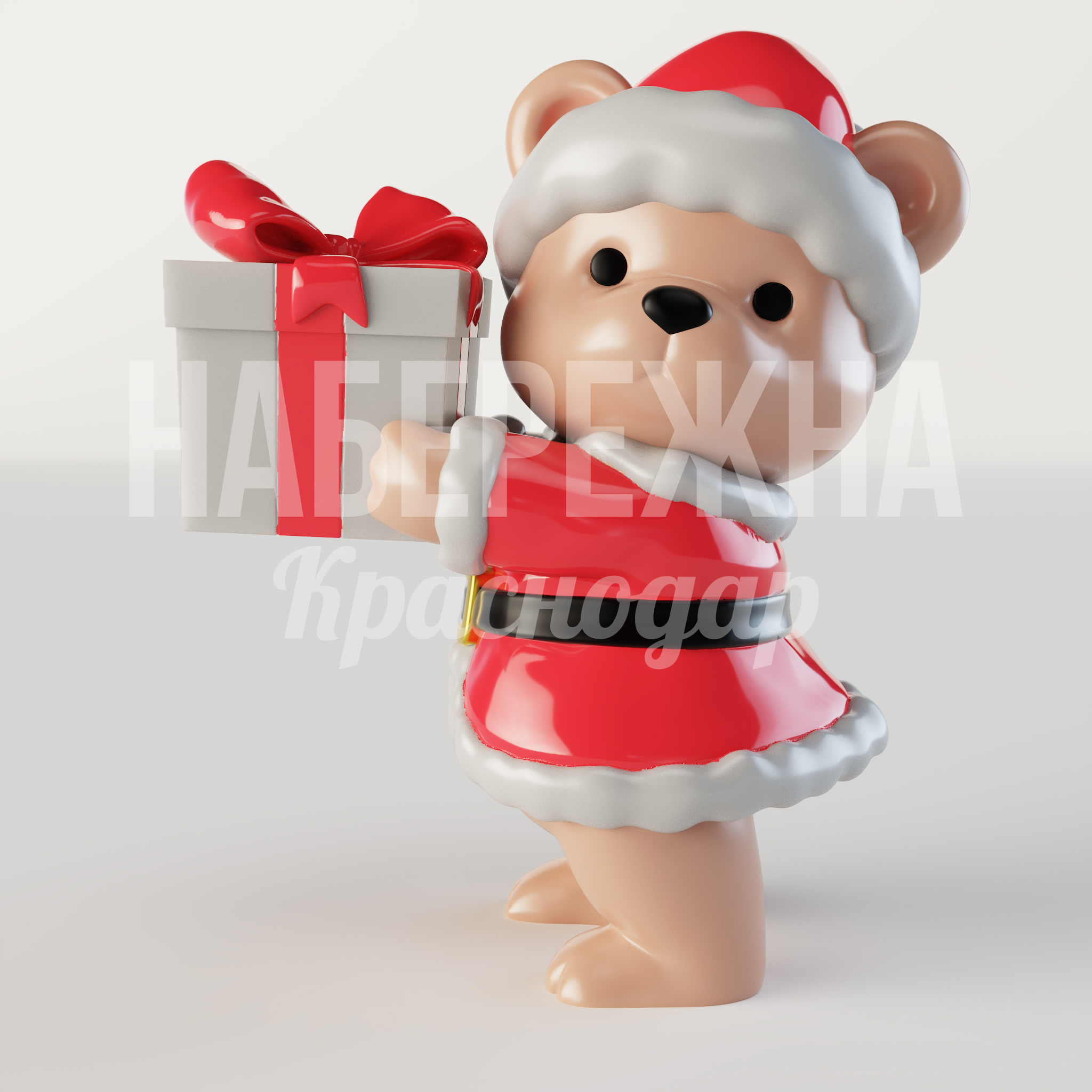 Санта-Мишка Nodbil с подарком - заказать, Новый год, Стеклопластик