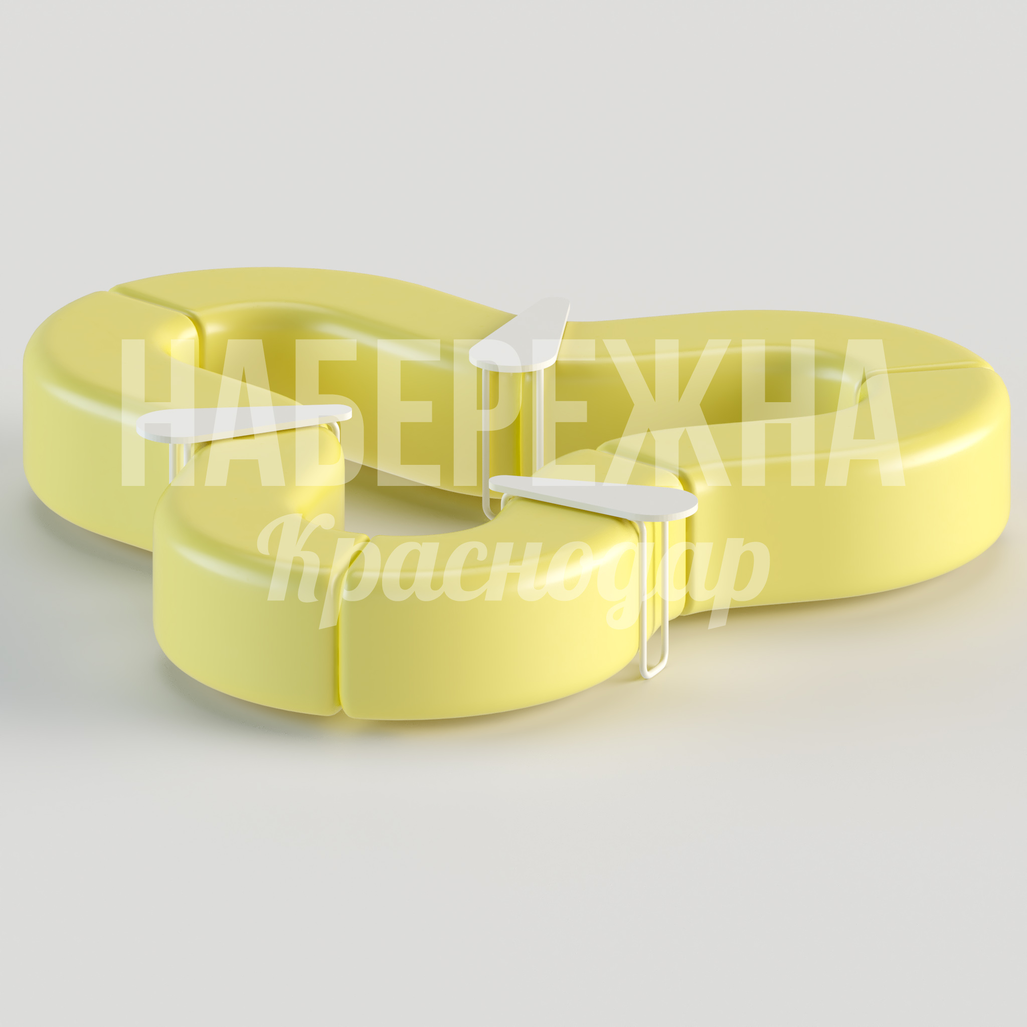 Диван Gepe 2500x3000x450 мм. STM-24.010 Диван модульной конфигурации с мягкими сиденьями для общественных пространств. Порошковое покрытие в любом цвете RAL.