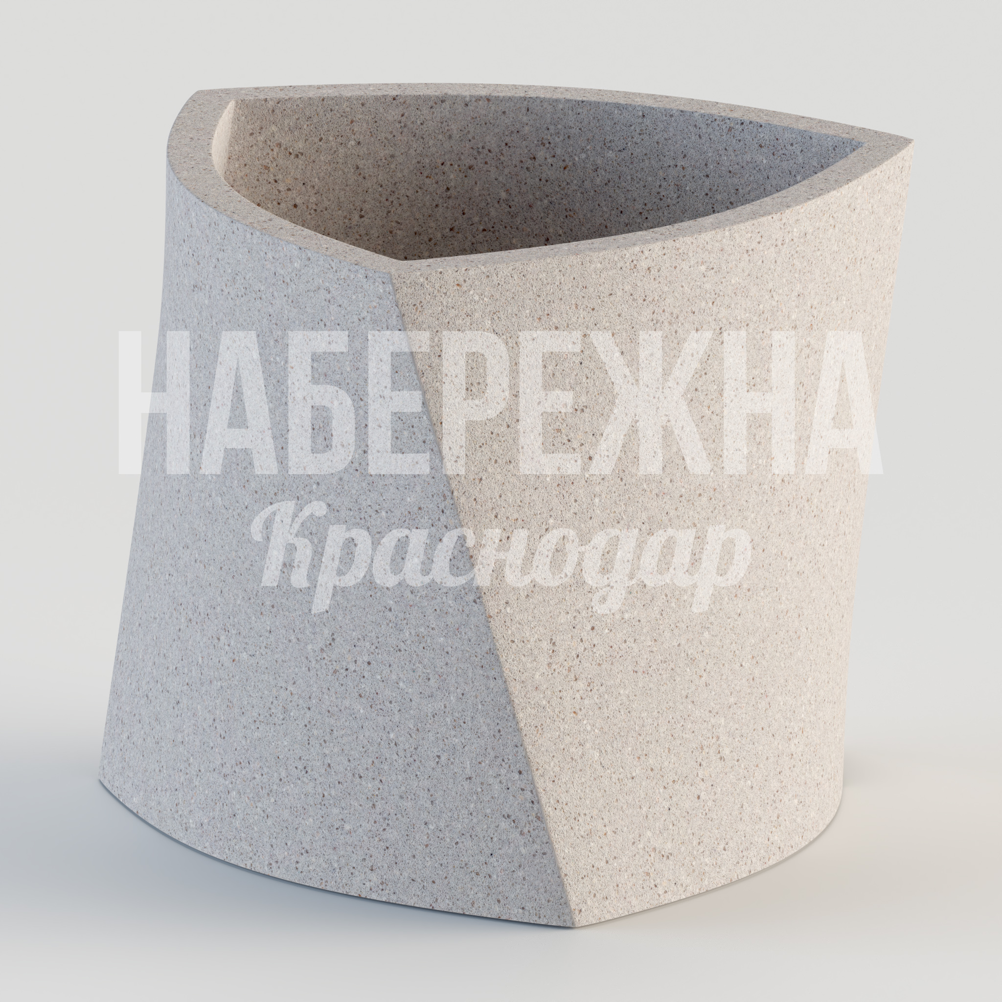 Вазон Aivi 820x890x750 мм. STM-24.065 Вазон с трёхгранным корпусом и открытой чашей для крупных растений. Устойчив к осадкам и перепадам температур.