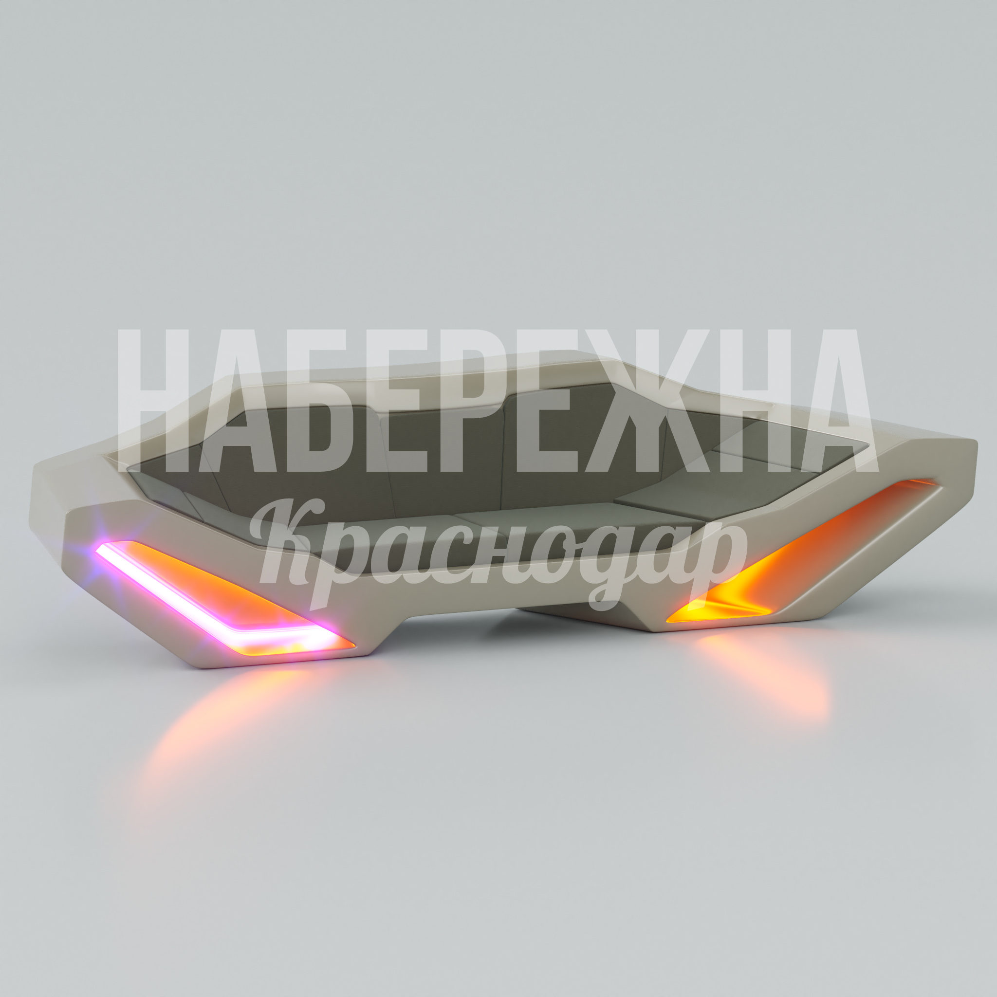 Диван Åmbe — купить, SYN-23.007 | Набережна Диван Åmbe 1400x4250x1050 мм. SYN-23.007 Диван с интегрированной подсветкой для создания акцентных зон отдыха в парках и общественных пространствах.