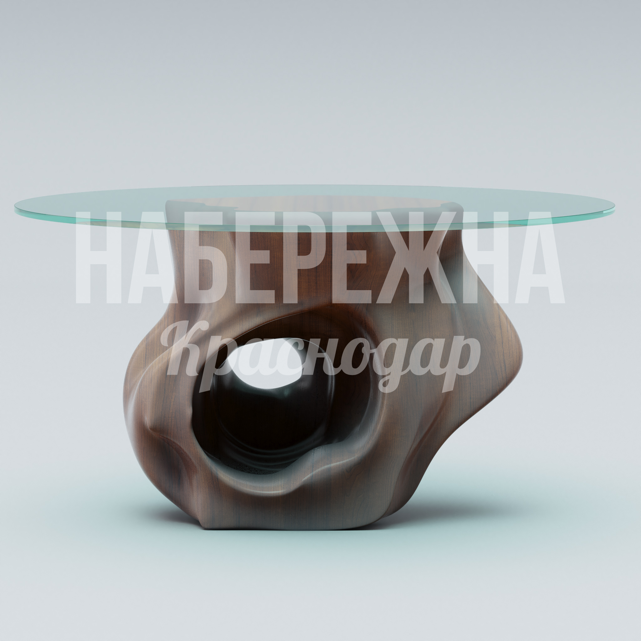 Столик Orul 1350x1350x700 мм. SYN-23.020 Журнальный столик с дизайнерским основанием в форме скульптуры и прочной столешницей для офисов и лобби.