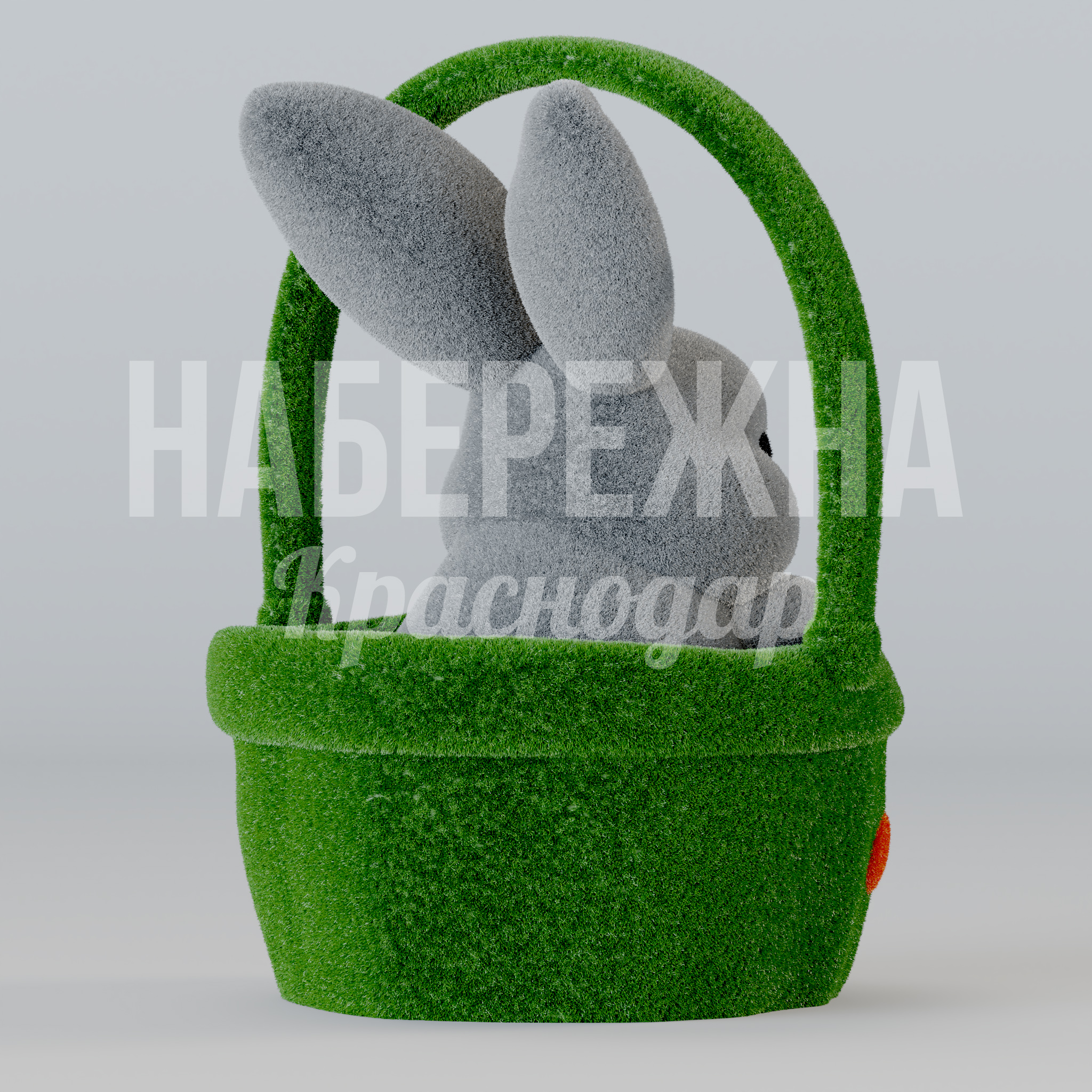 Кролик Fåfcö в корзинке - заказать, Персонажи, Искусственная трава