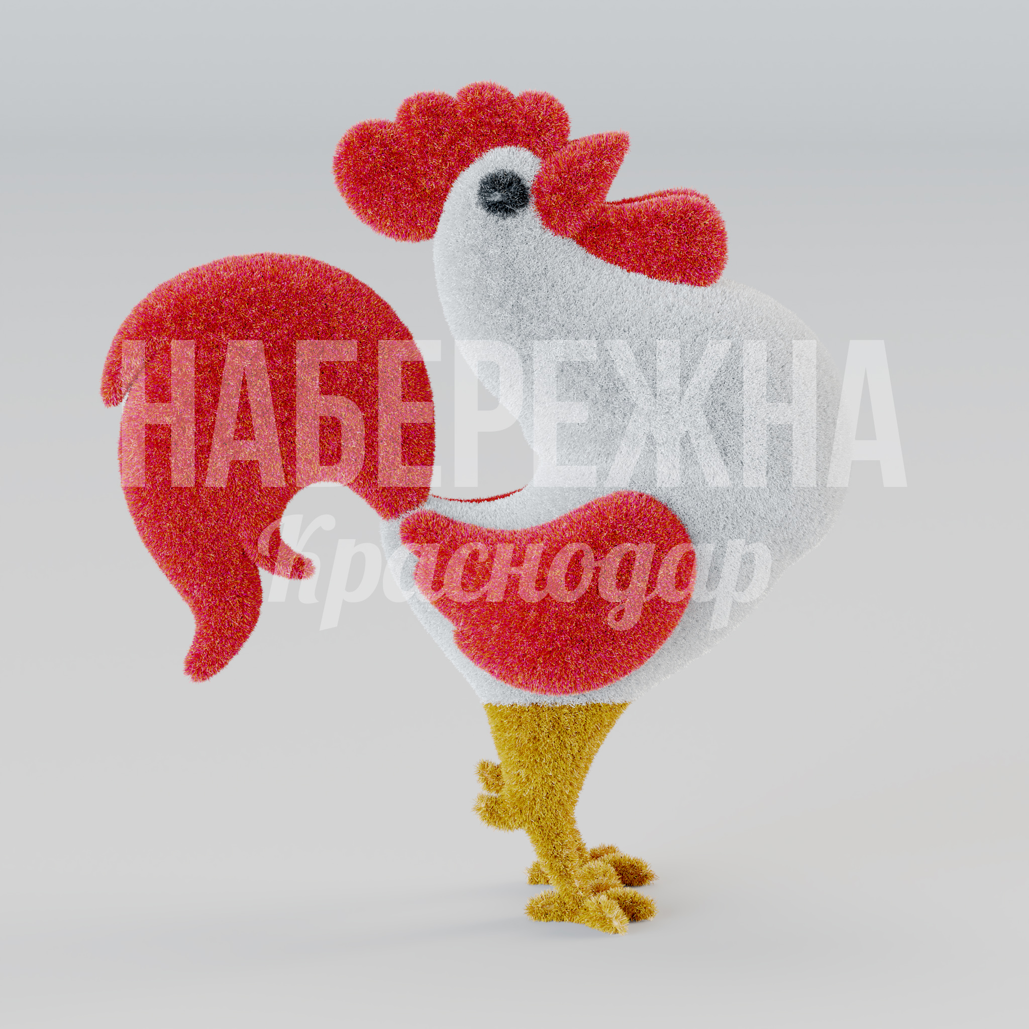 Петух Cekpu - купить, 410x920x1040 мм, Металл, Искусственная трава