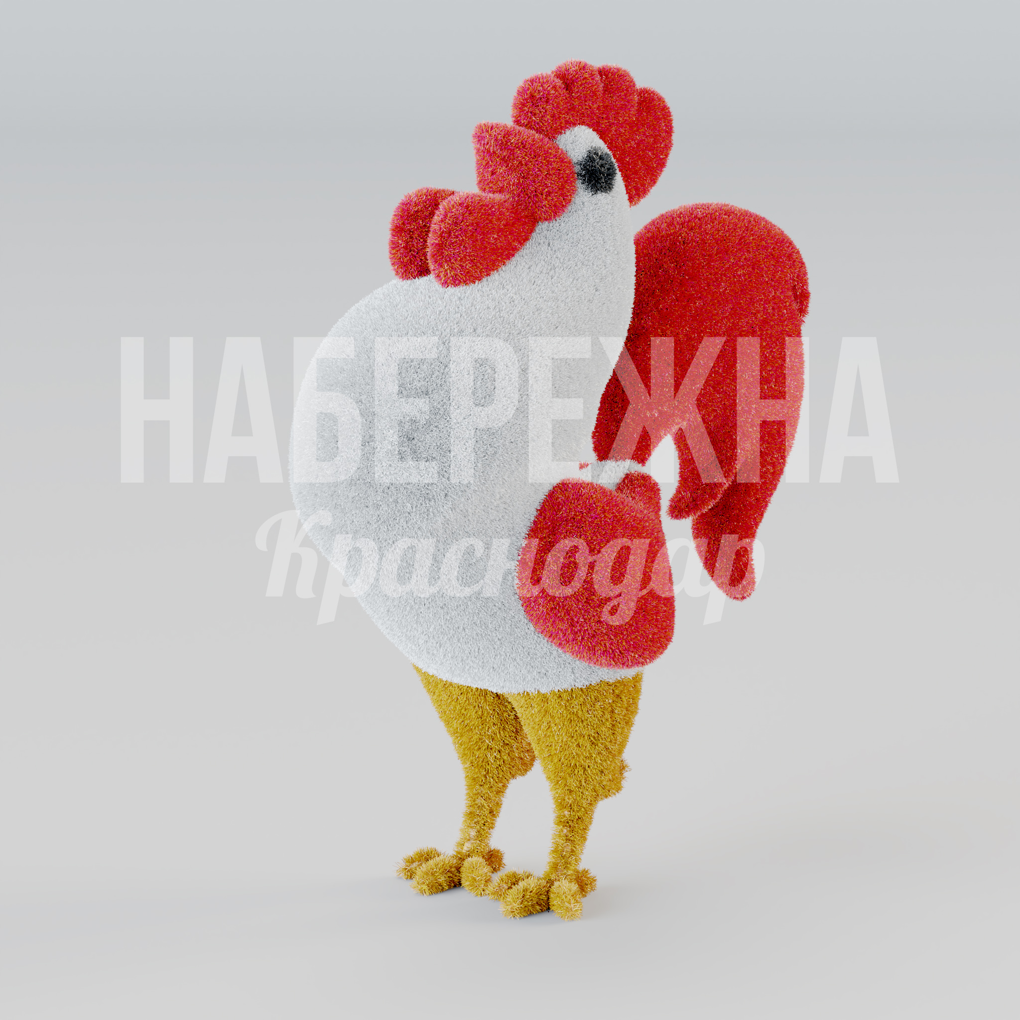 Петух Cekpu 410x920x1040 мм. TOP-25.022 Фигура петуха из цветной искусственной травы для детских площадок и парков. Яркий акцент в зоне отдыха.