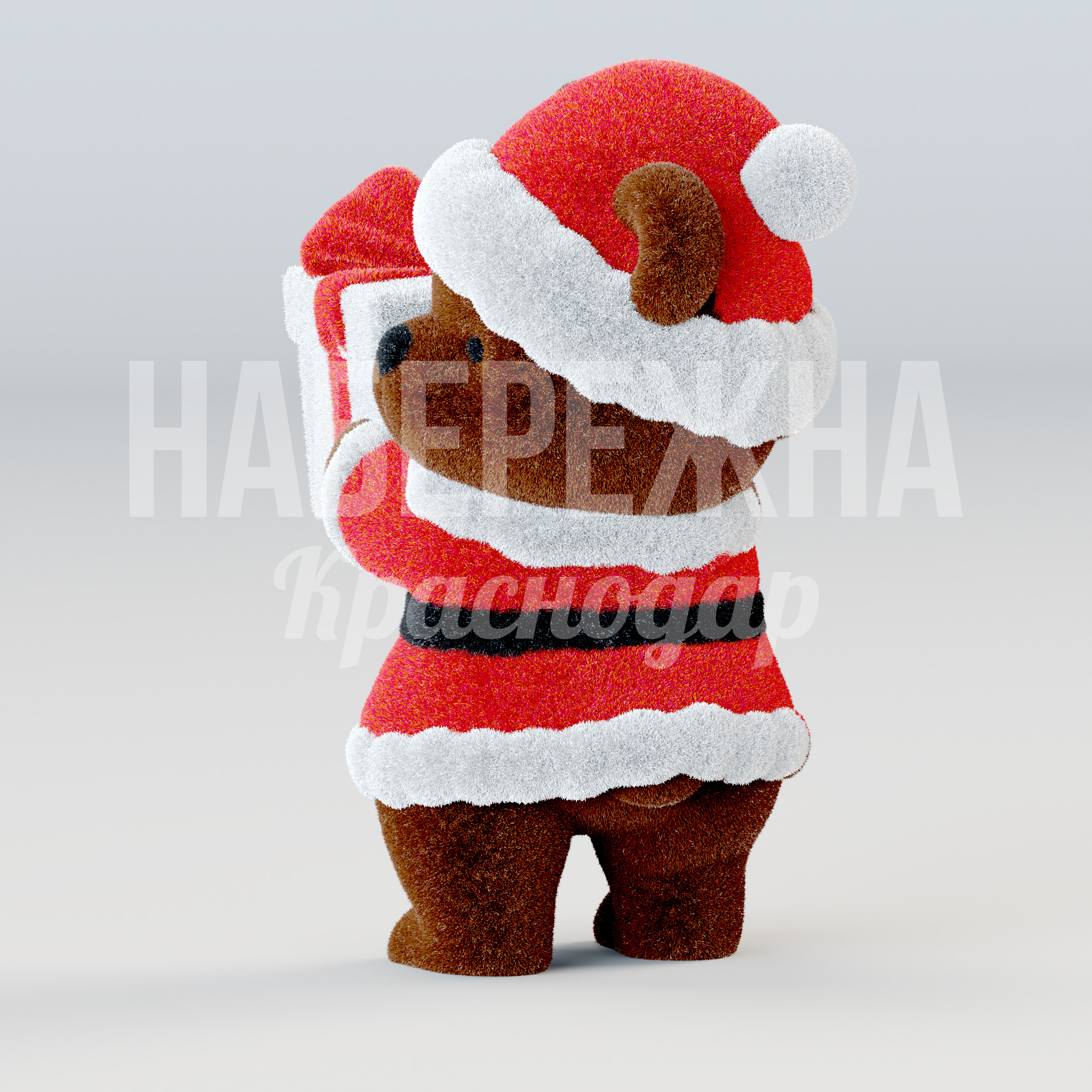 Санта-Медвежонок с подарком - заказать, Персонажи, Искусственная трава