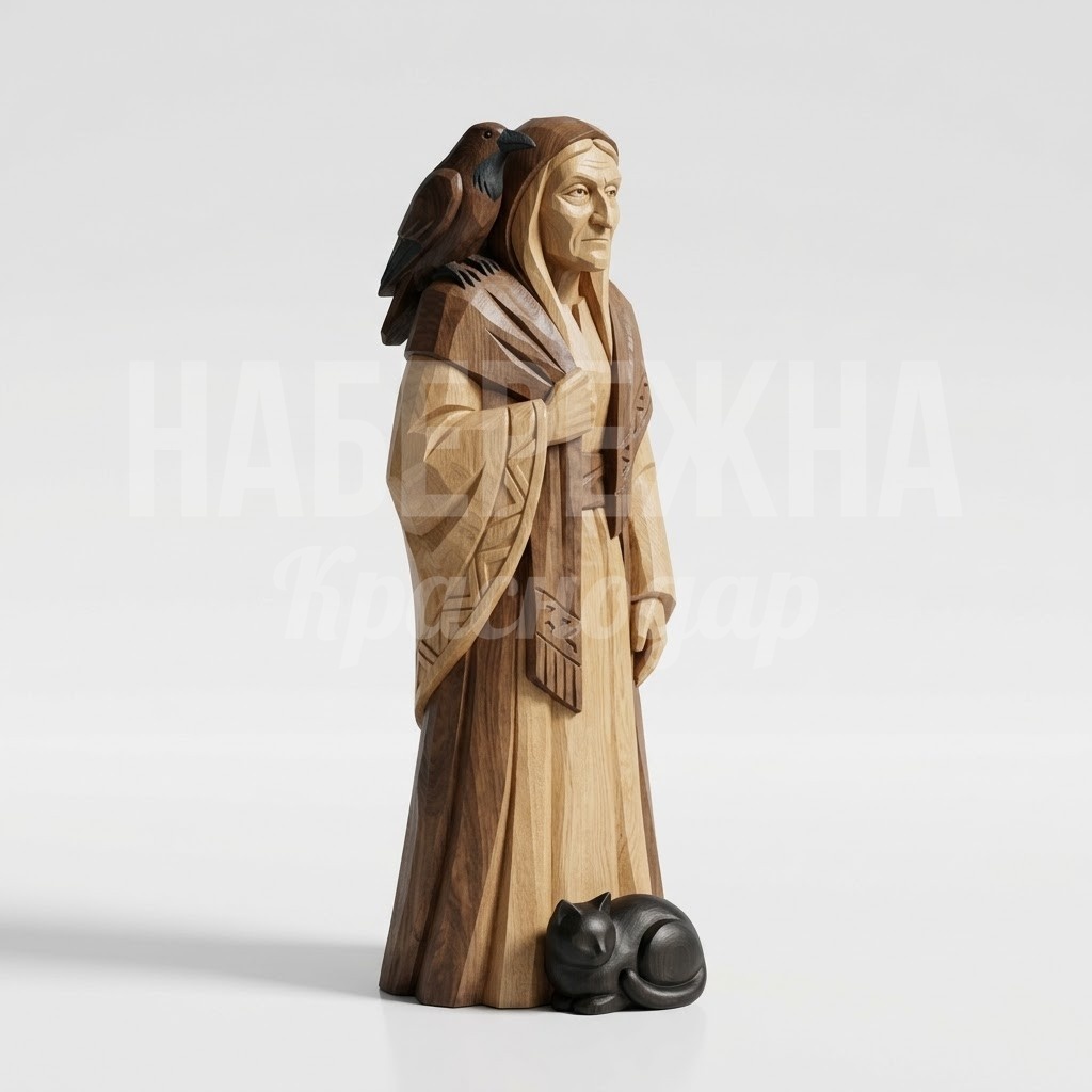 Баба Яга с вороном и котом