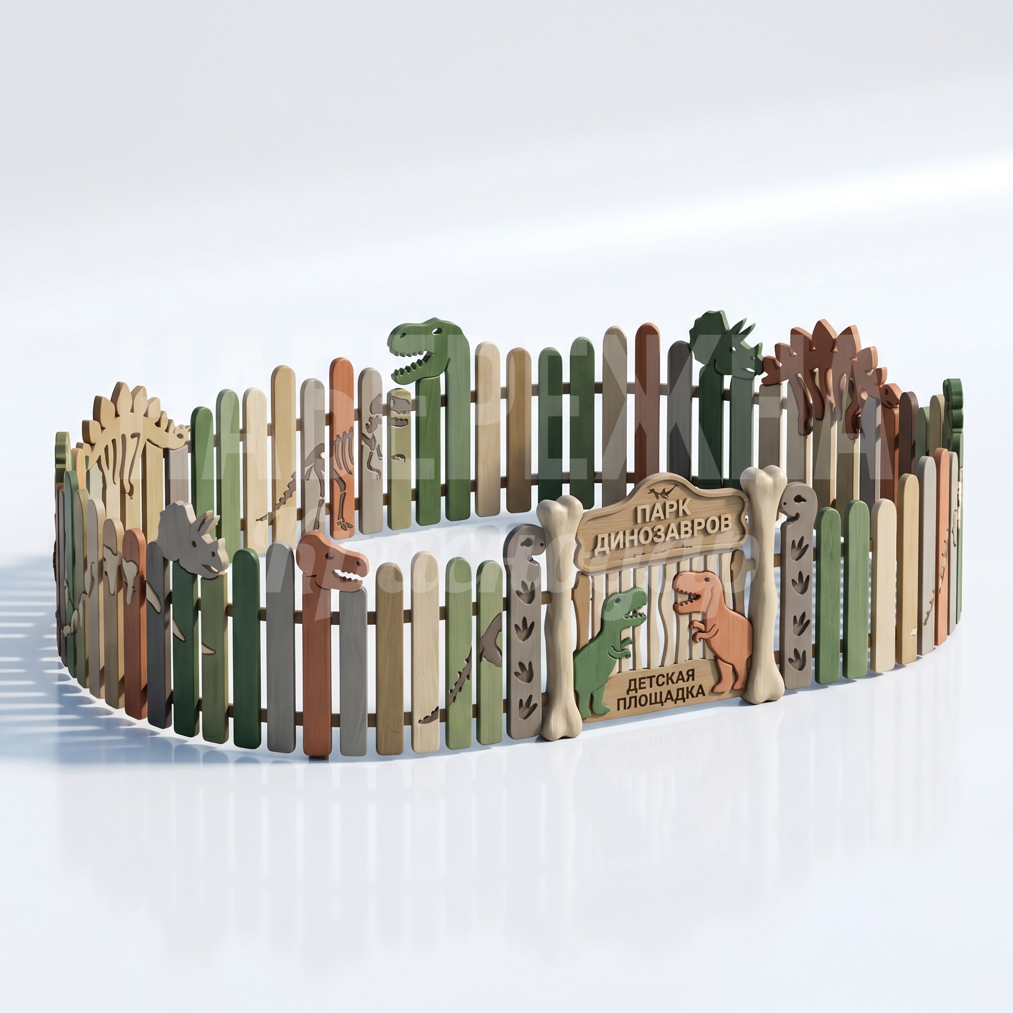 Декоративное ограждение в виде деревянного частокола DinoLab