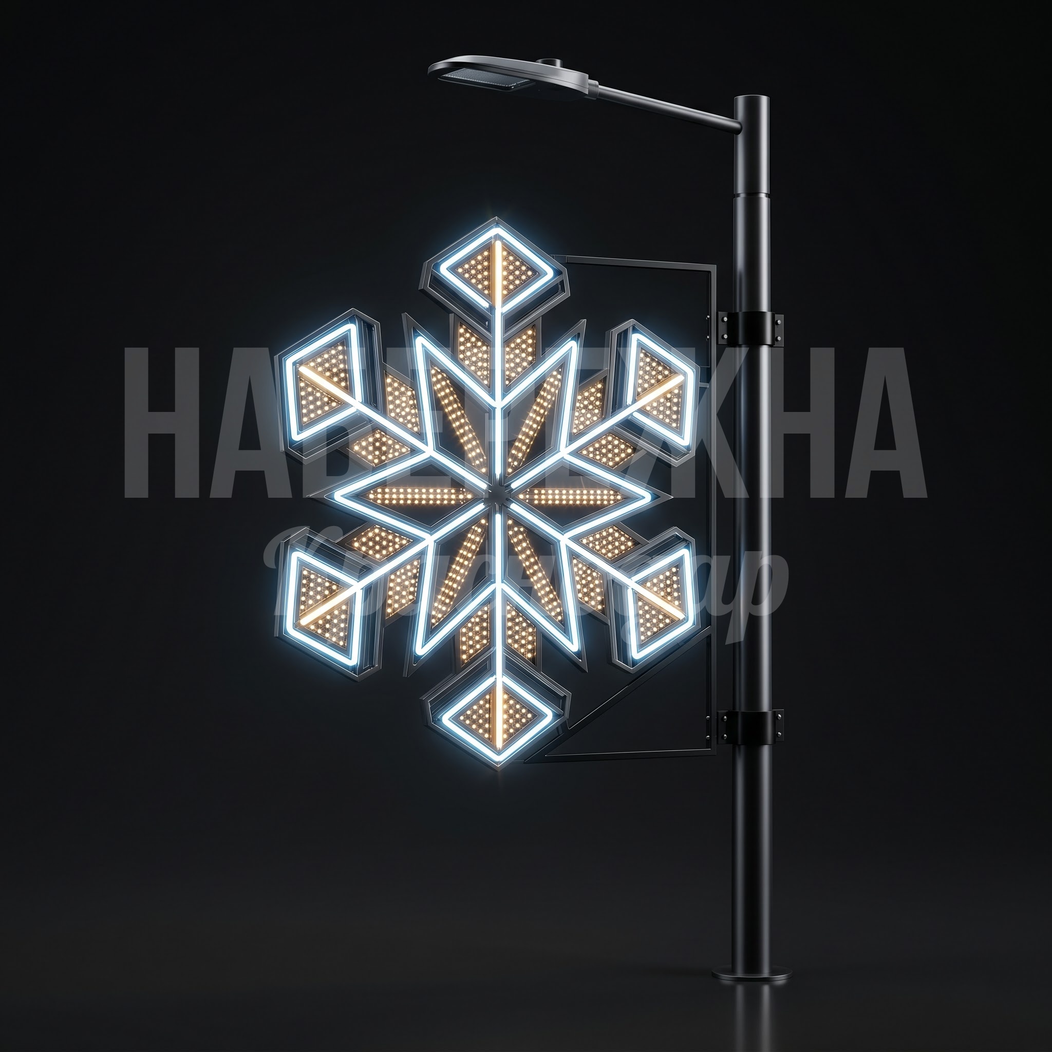 Декорирование столбов уличного освещения Снежинка Геометрическая