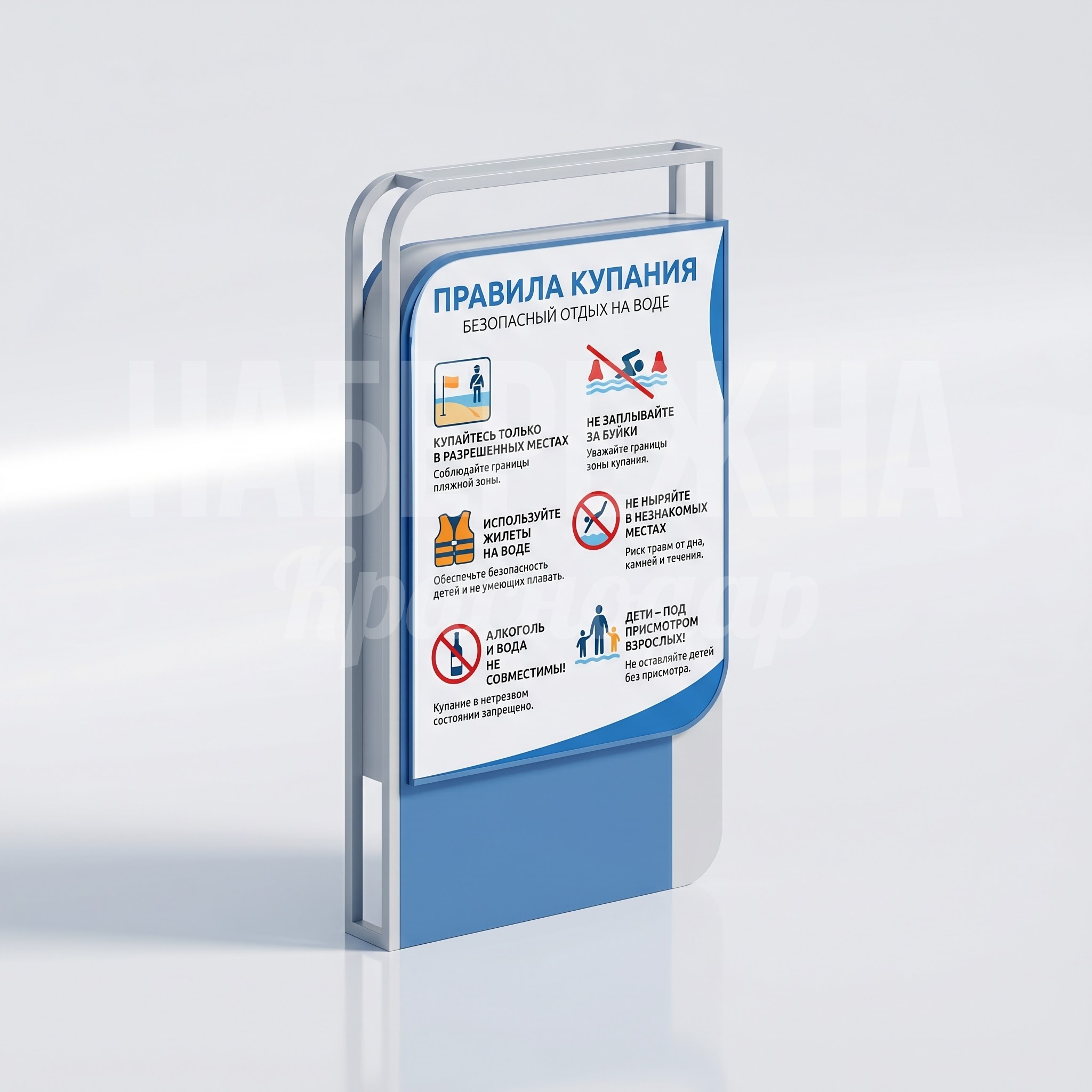 Информационный стенд с правилами купания Fenka