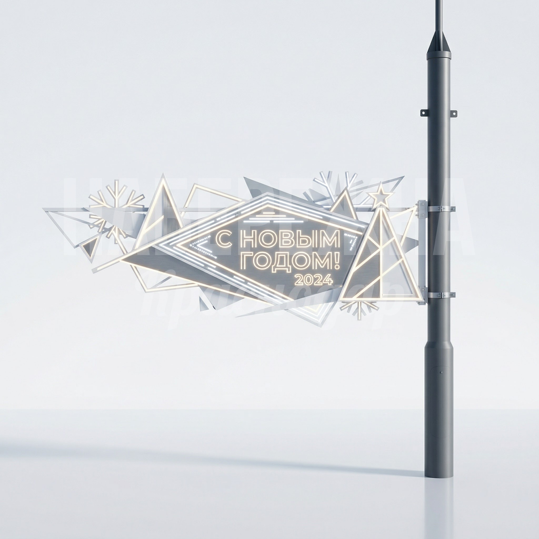 Консоль декоративная на столбе в новогодней тематике