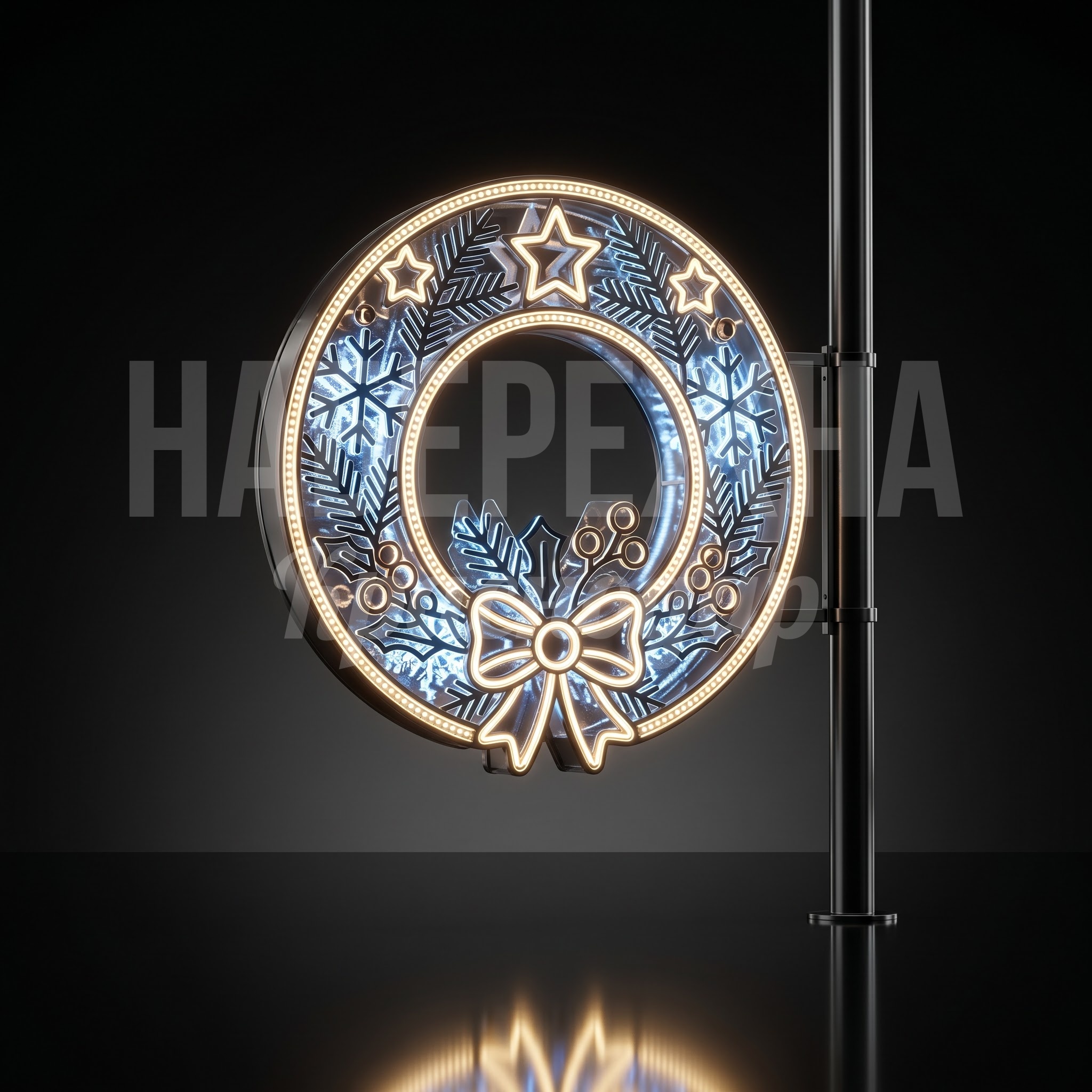 Консоль для столбов уличного освещения Венок рождественский