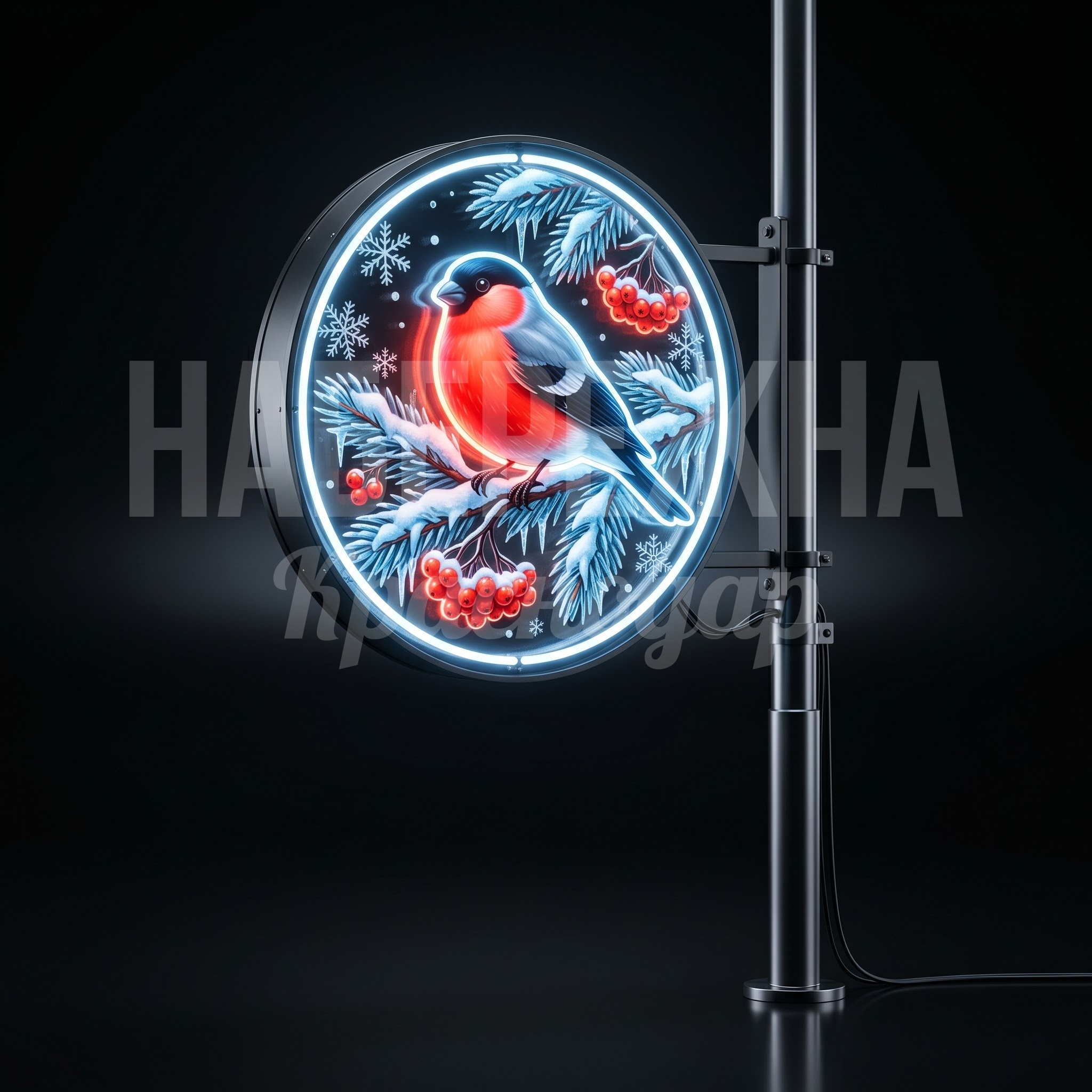 Консоль с крепление на столб освещения Снегирь на ветке