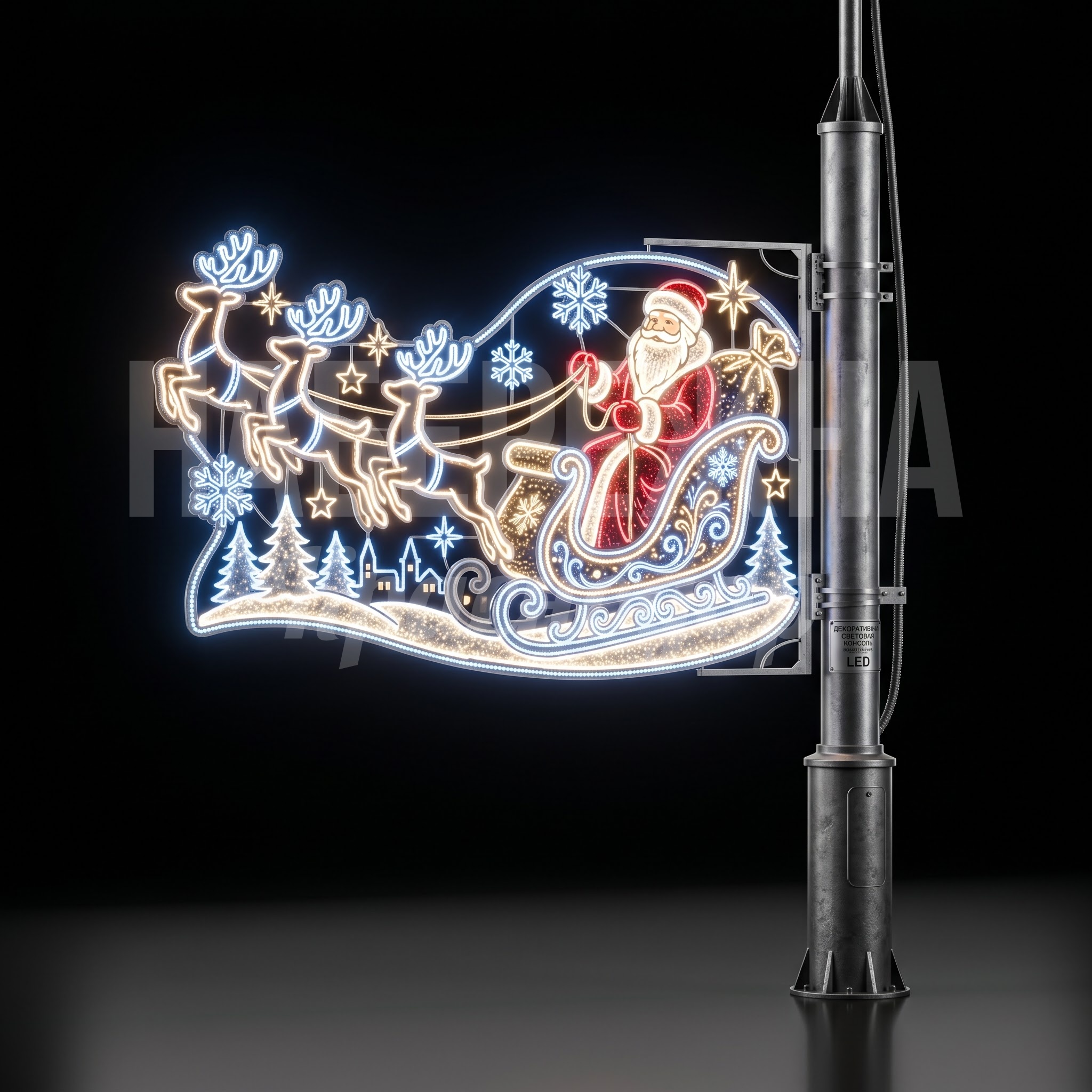 Консоль с LED-подсветкой упряжка деда мороза