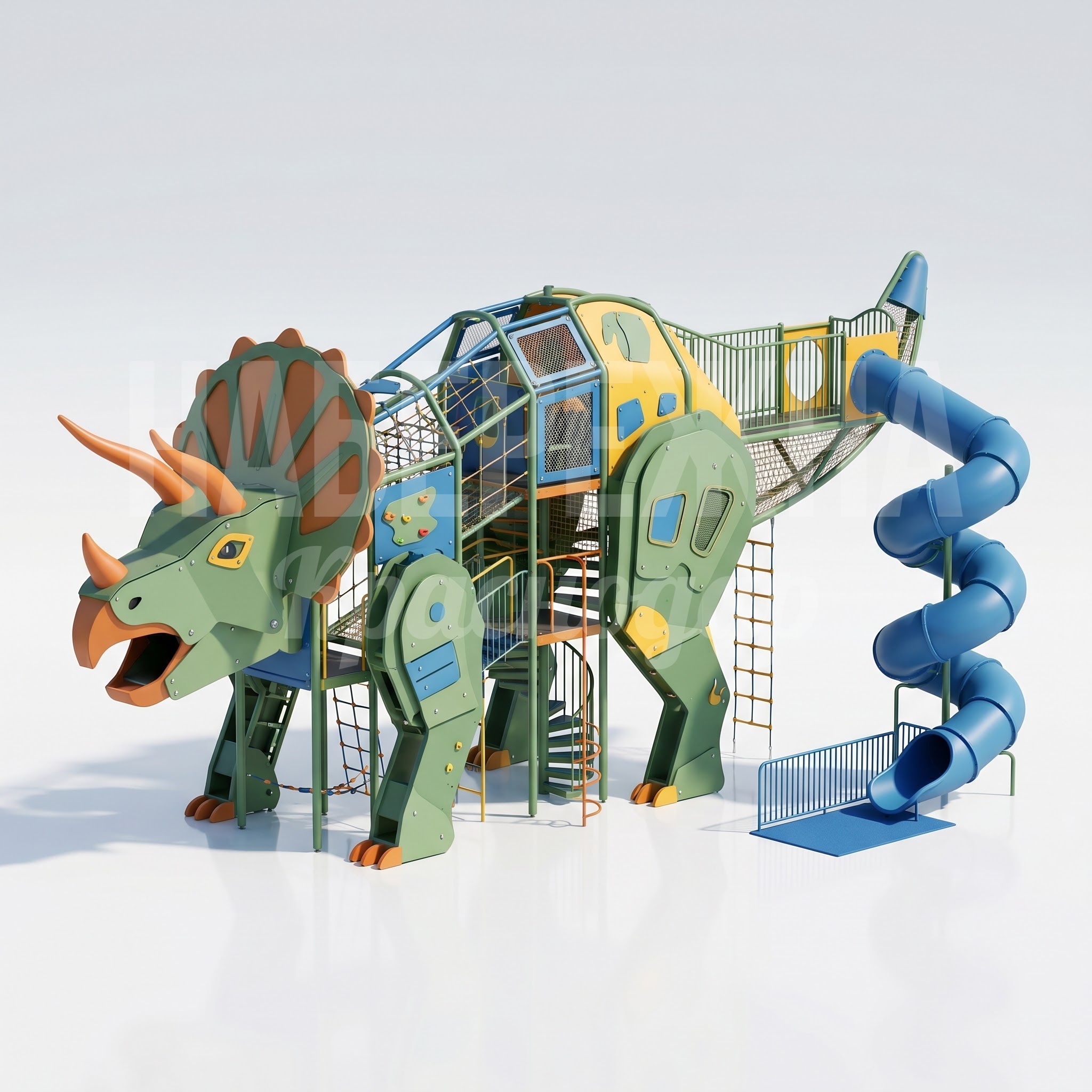 Крупный игровой комплекс в виде трицератопса с горкой из хвоста Gådod