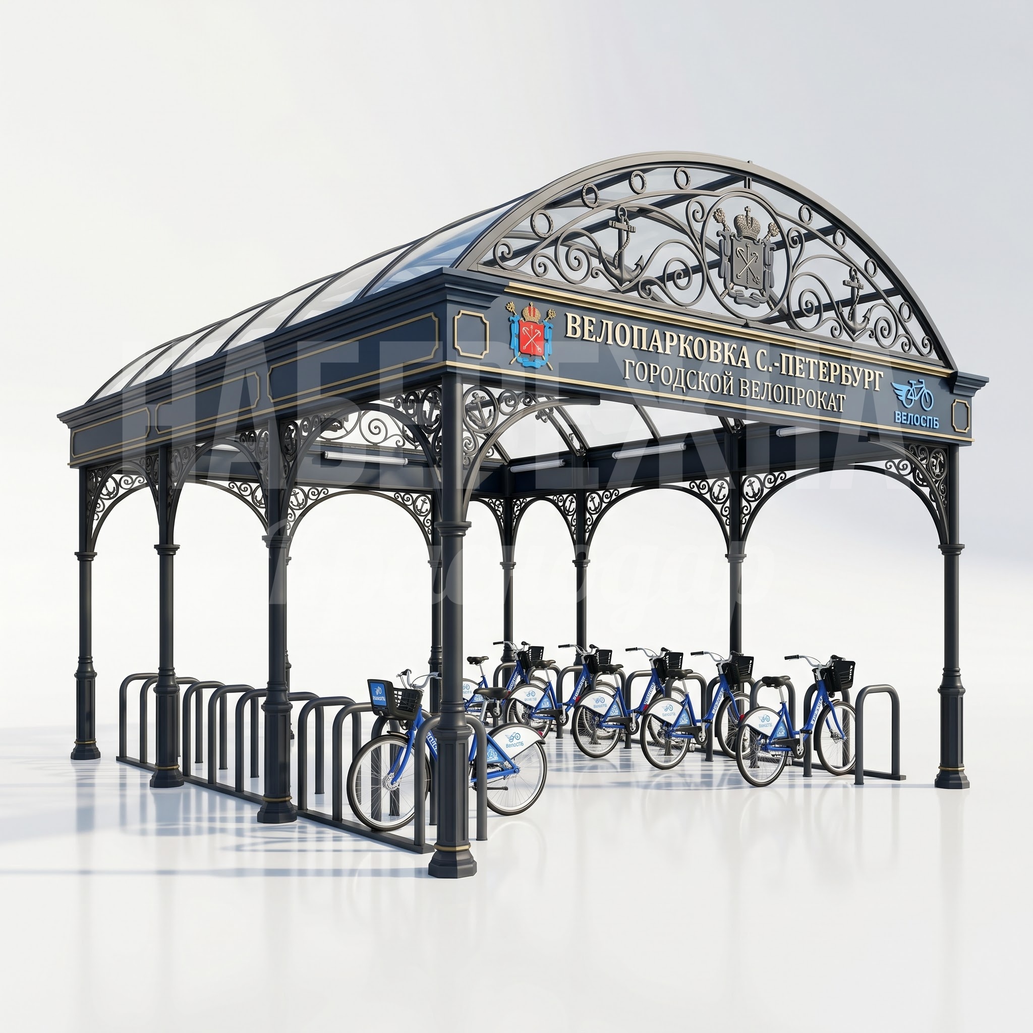 Крытая велопарковка для Санкт-Петербурга с элементами брендирования Nutvilra