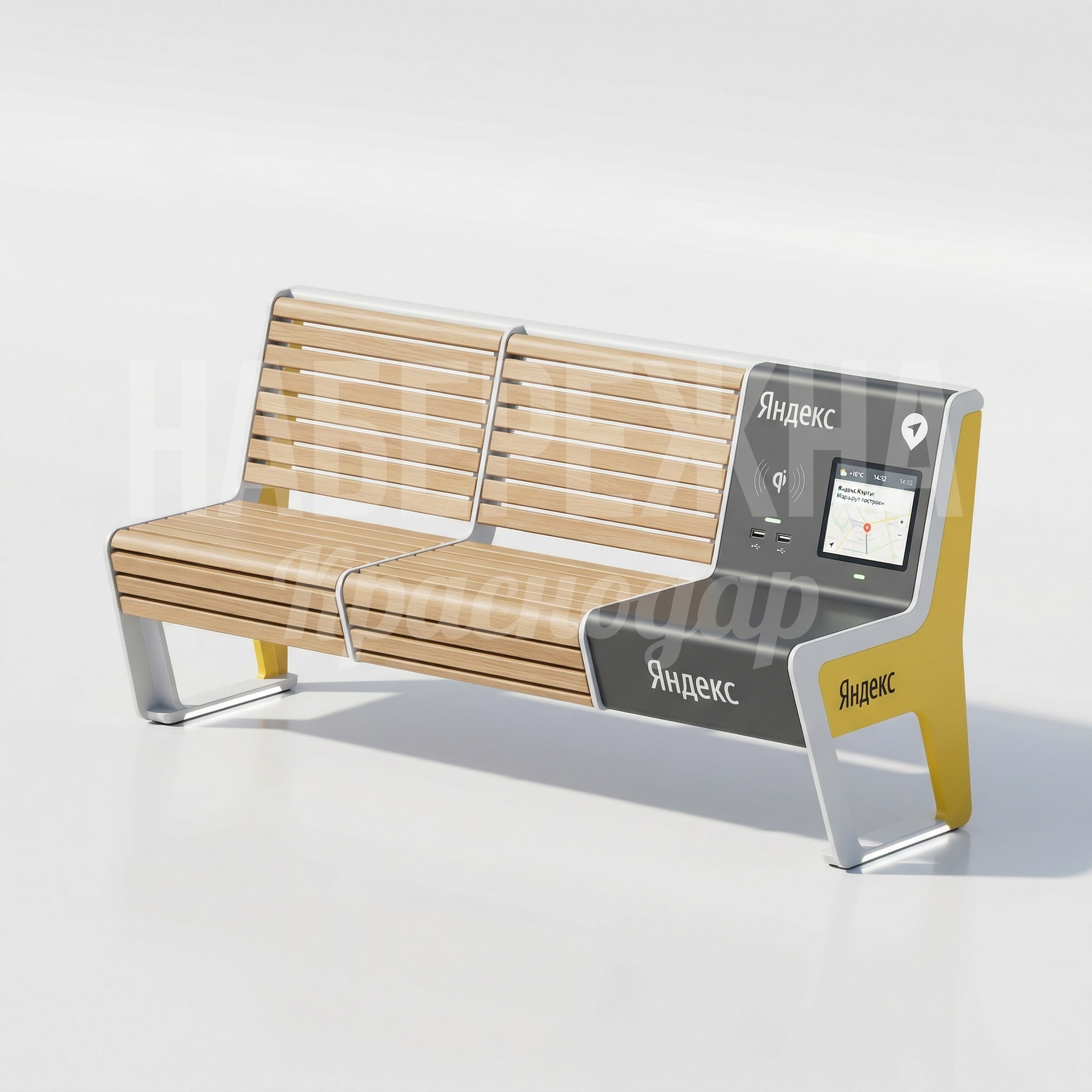 Лавочка с зарядкой для Яндекса