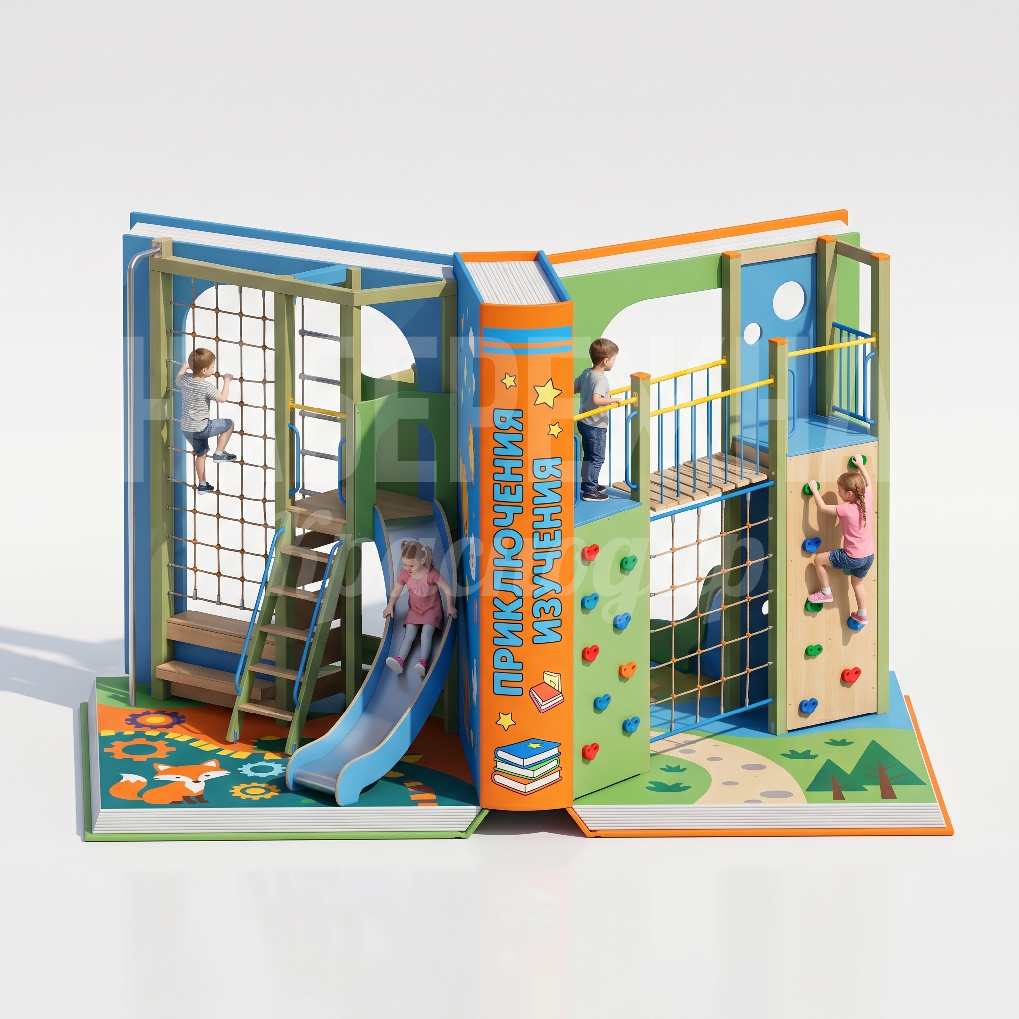 Лазалка в виде гигантской раскрытой книги для младших школьников Befoicla