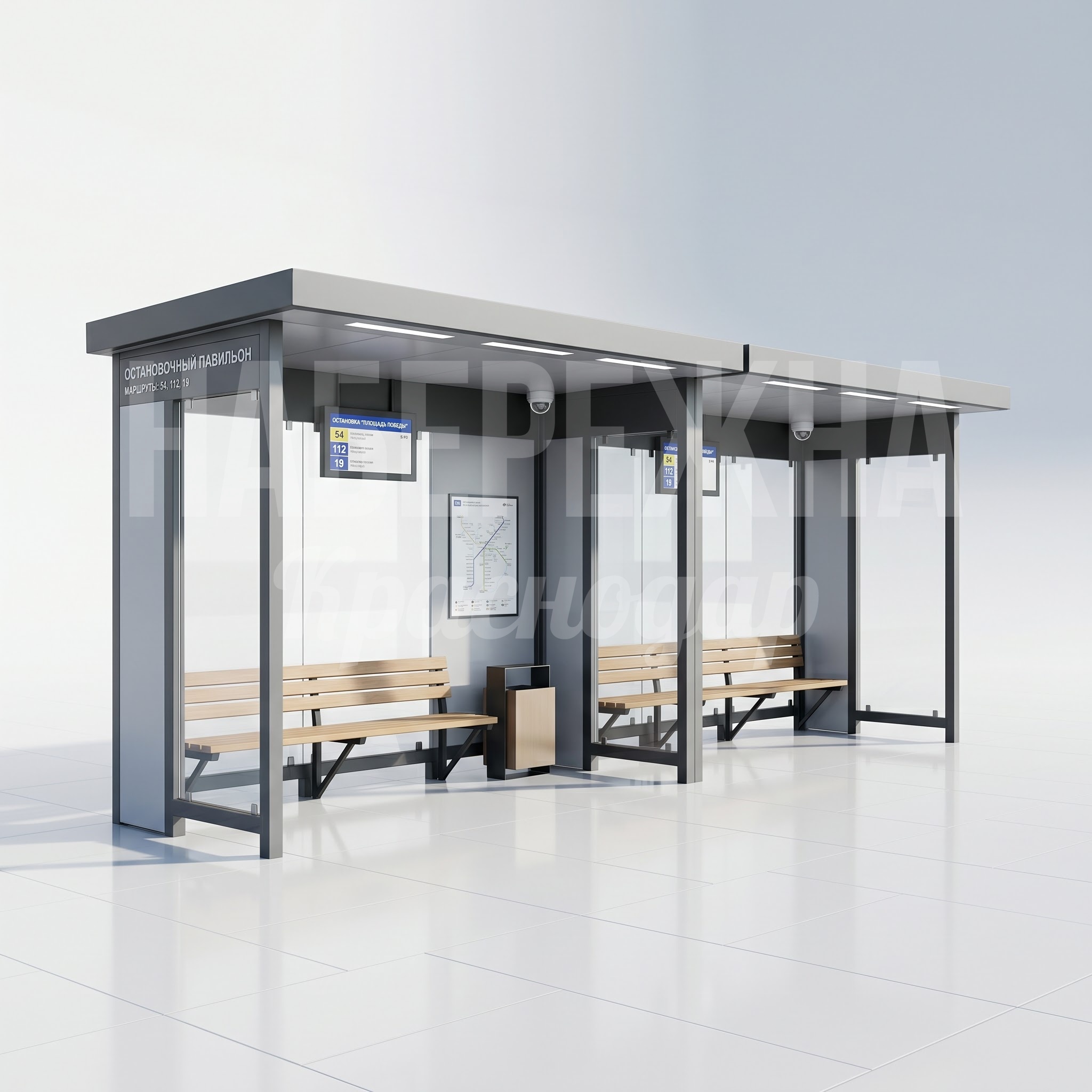 Остановочный павильон с двумя камерами Kiakni