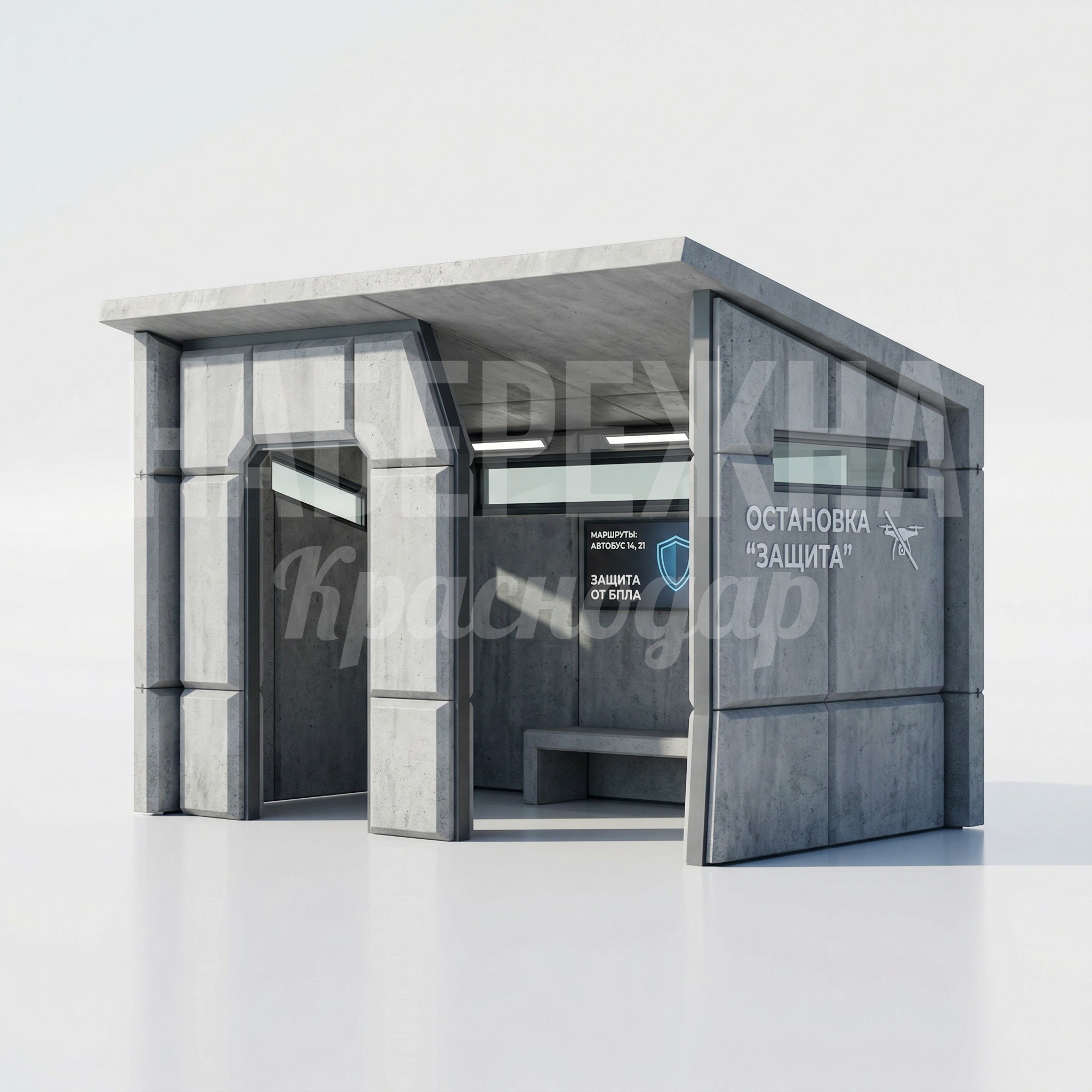 Остановочный павильон с защитой от БПЛА "Щит"
