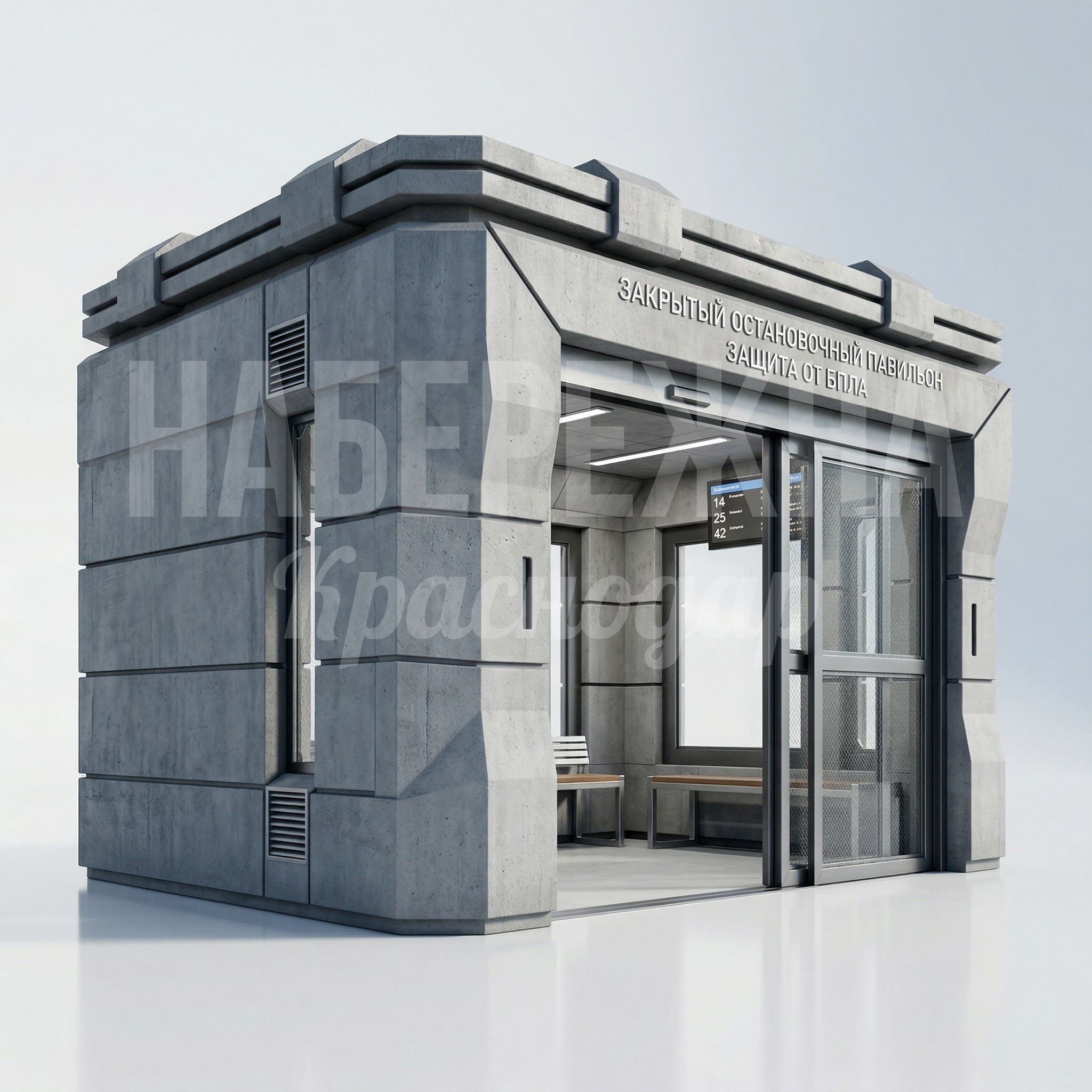 Остановочный павильон с защитой от БПЛА "Бастион"