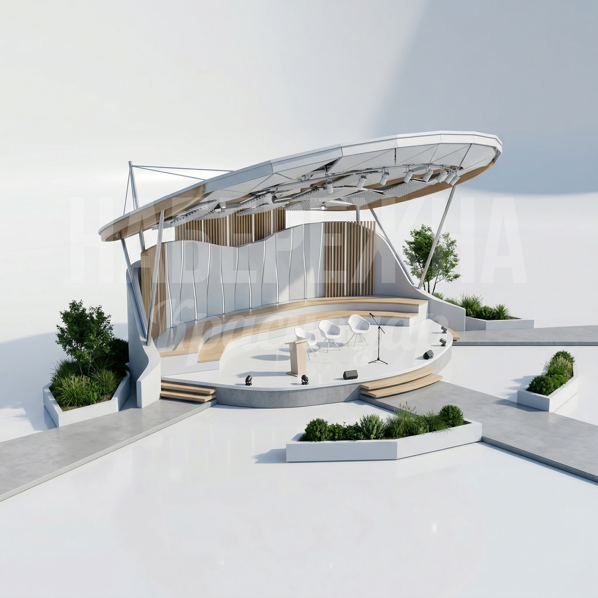 Открытая сцена для парков и скверов Fipdeöpo