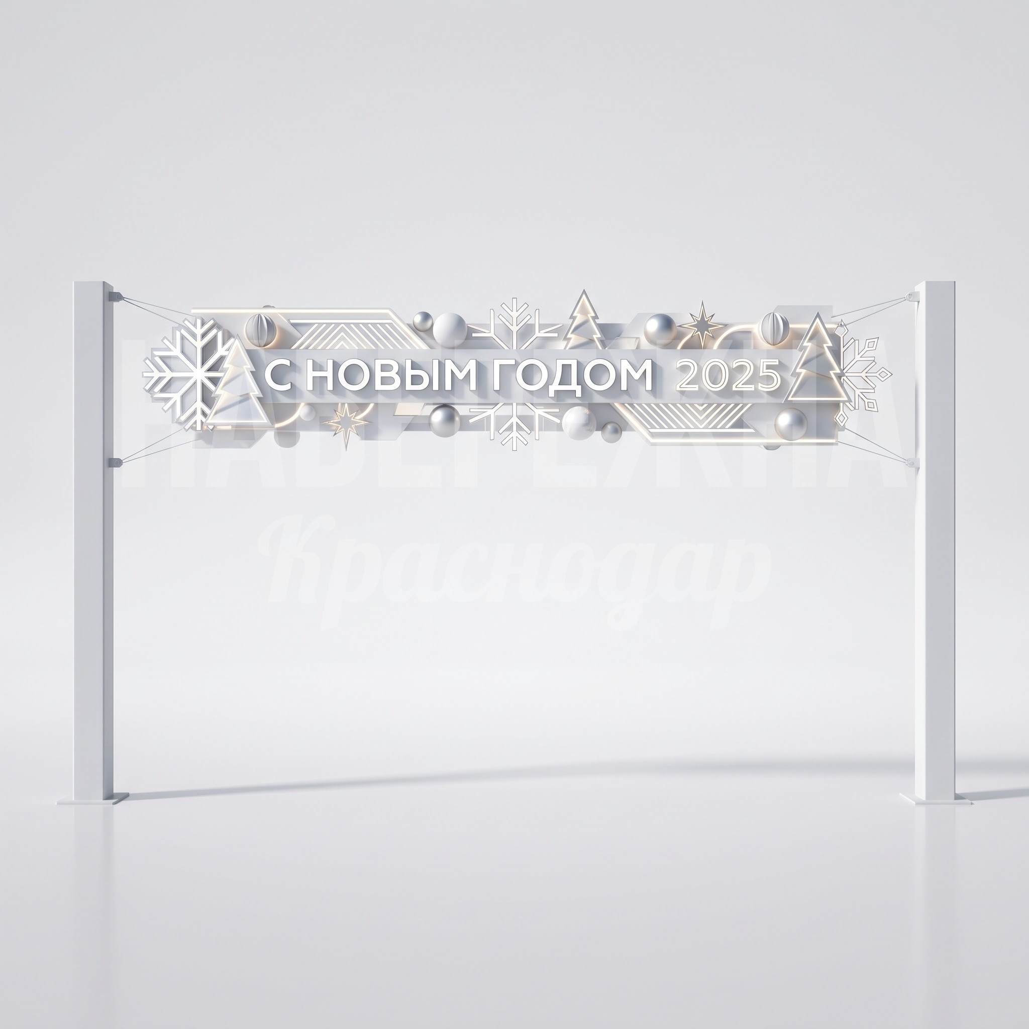 Перетяжка на празднование нового года Белая Sis