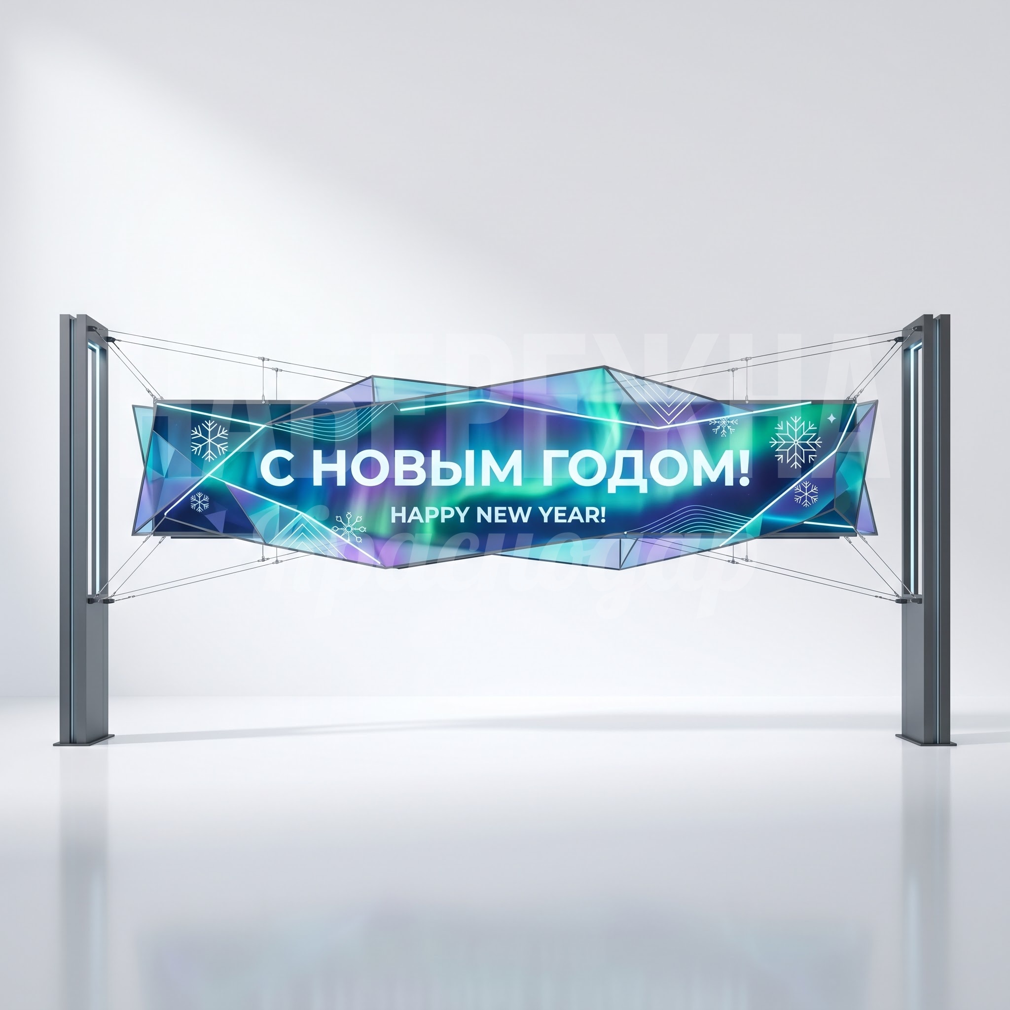 Перетяжка новогодняя Северное сияние