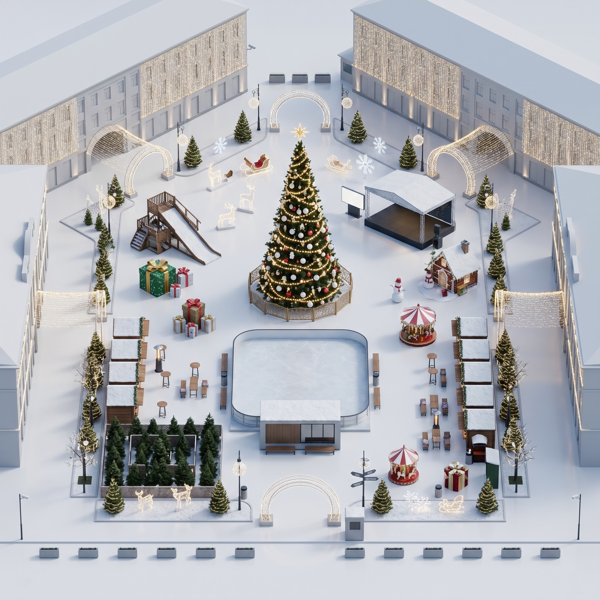 Новогоднее оформление центральной площади (главная ёлка)