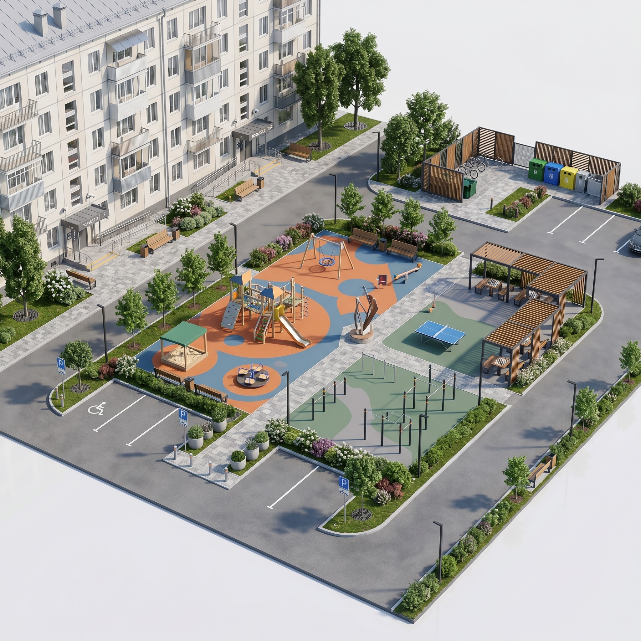 Придомовая территория пятиэтажки, включённой в программу реновации жилья