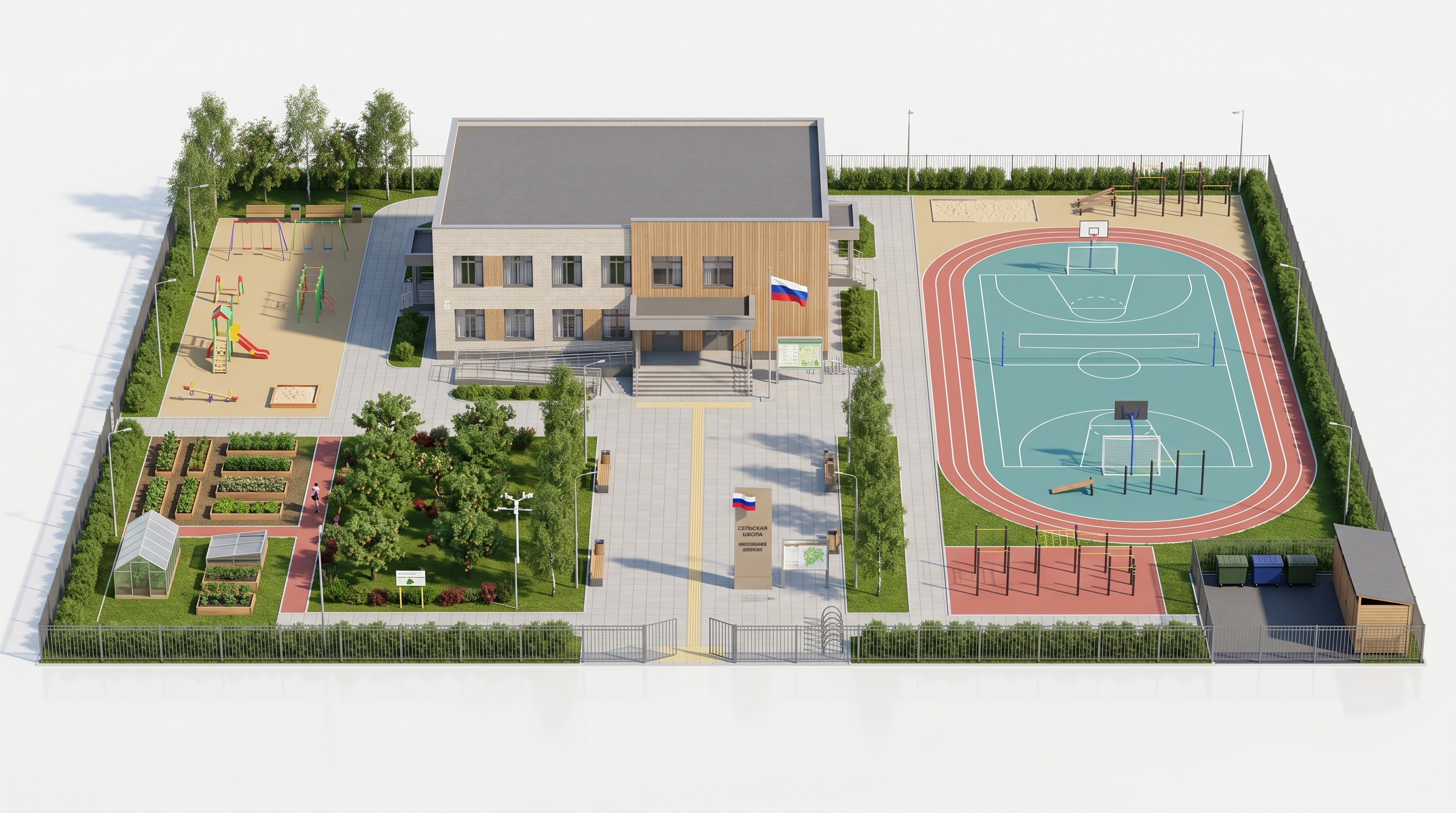 Сельская школа с пришкольным участком
