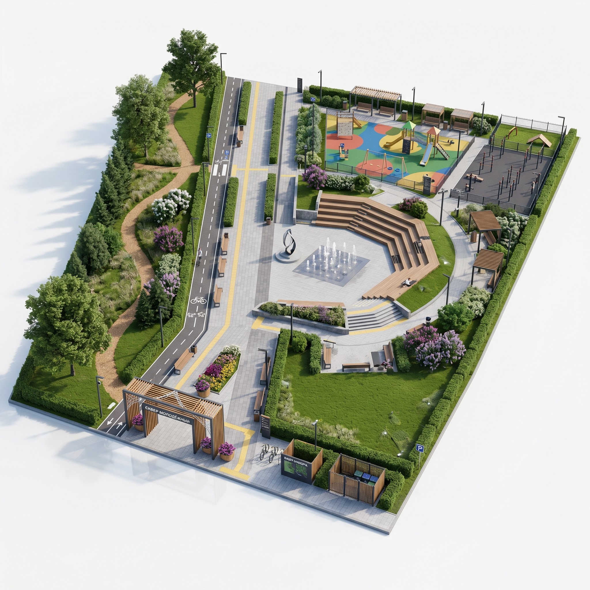 Сквер с экотропой и амфитеатром