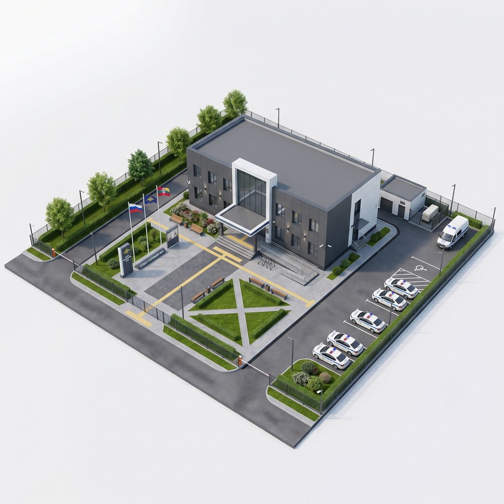 Благоустройство территории вокруг полицейского участка