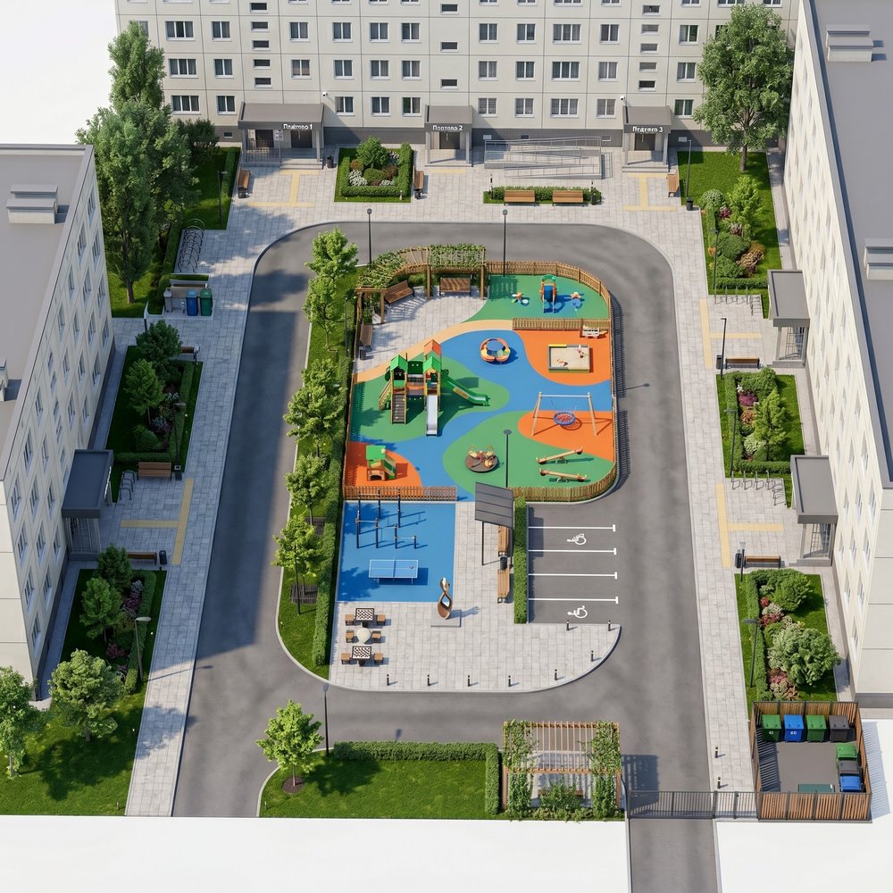 Двор хрущевки под программу реновации