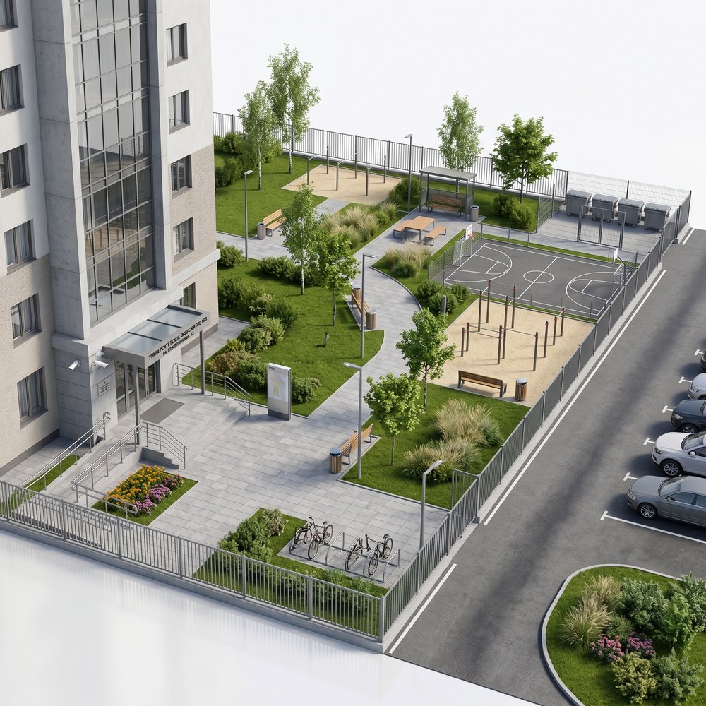 Двор общежития Регионального ВУЗа