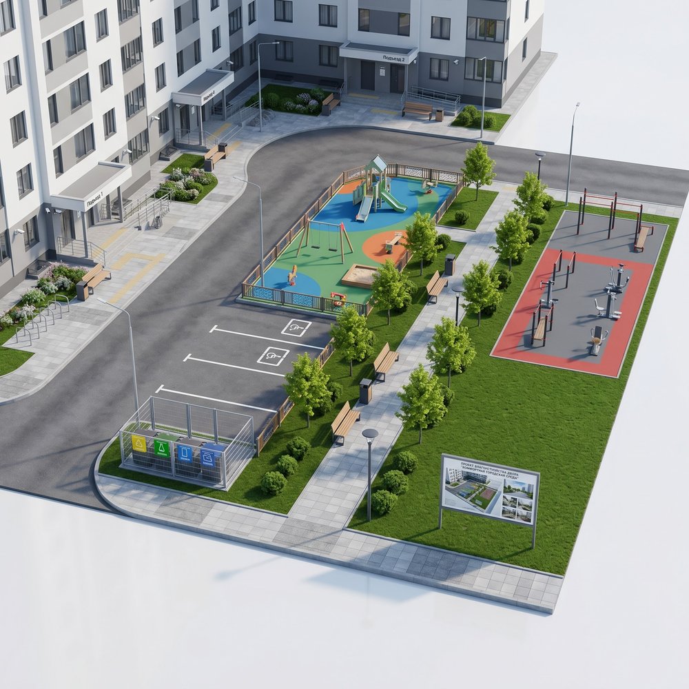 Двор по программе «Комфортная городская среда» (ФКГС)