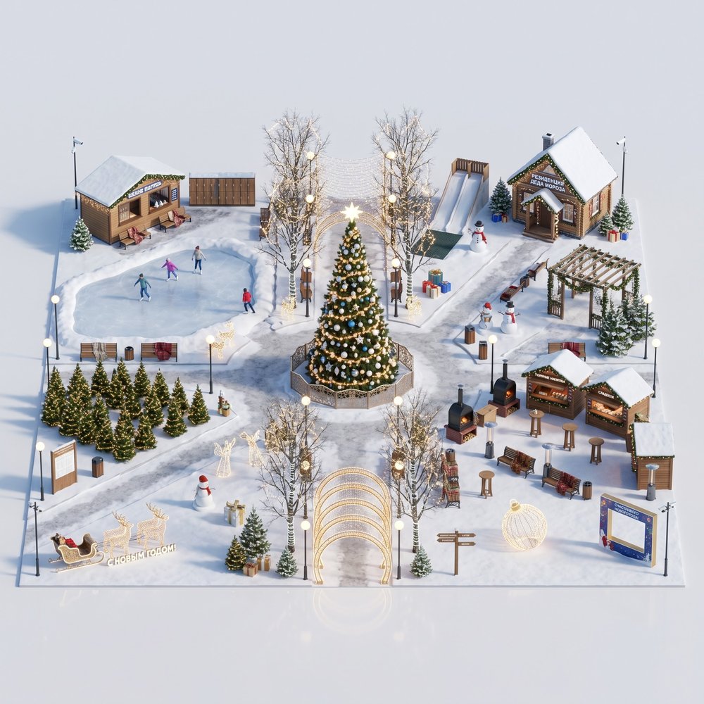 Новогоднее оформление парка / сквера