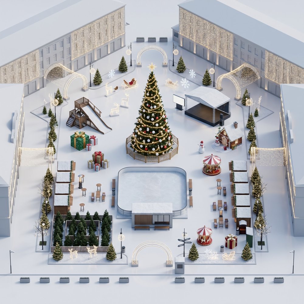 Новогоднее оформление центральной площади (главная ёлка)
