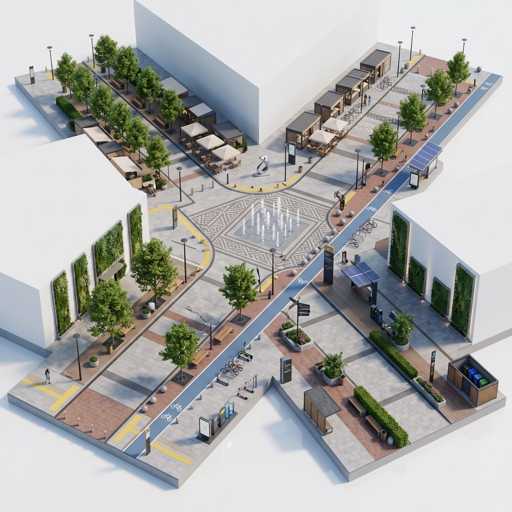 Пешеходная зона в городском центре