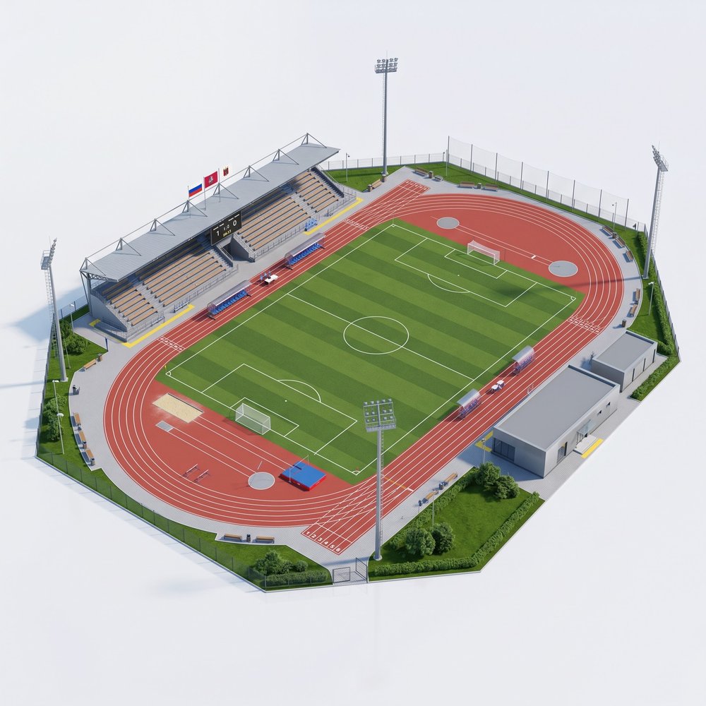 Спортивное ядро (футбольное поле + беговые дорожки)